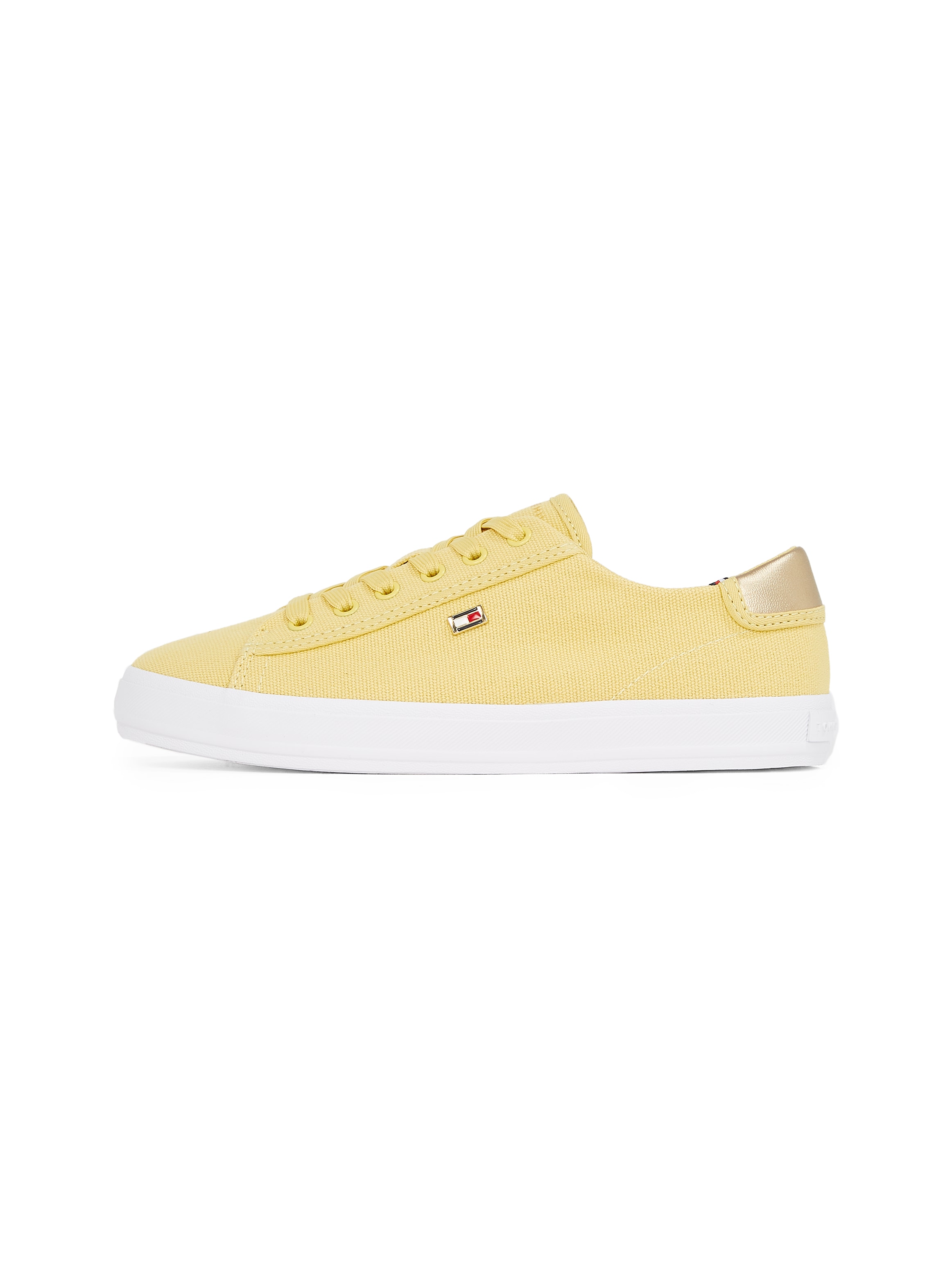 Tommy Hilfiger Plateausneaker »VULC CANVAS LACE UP SNEAKER«, Freizeitschuh, Halbschuh, Schnürschuh, in schmaler Form