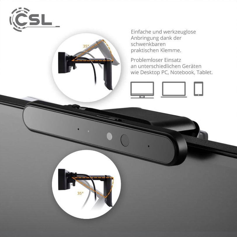 CSL Webcam »Hello DX5 IR-Tiefenkamera WebCam«, Full HD, IrDA (Infrarot)