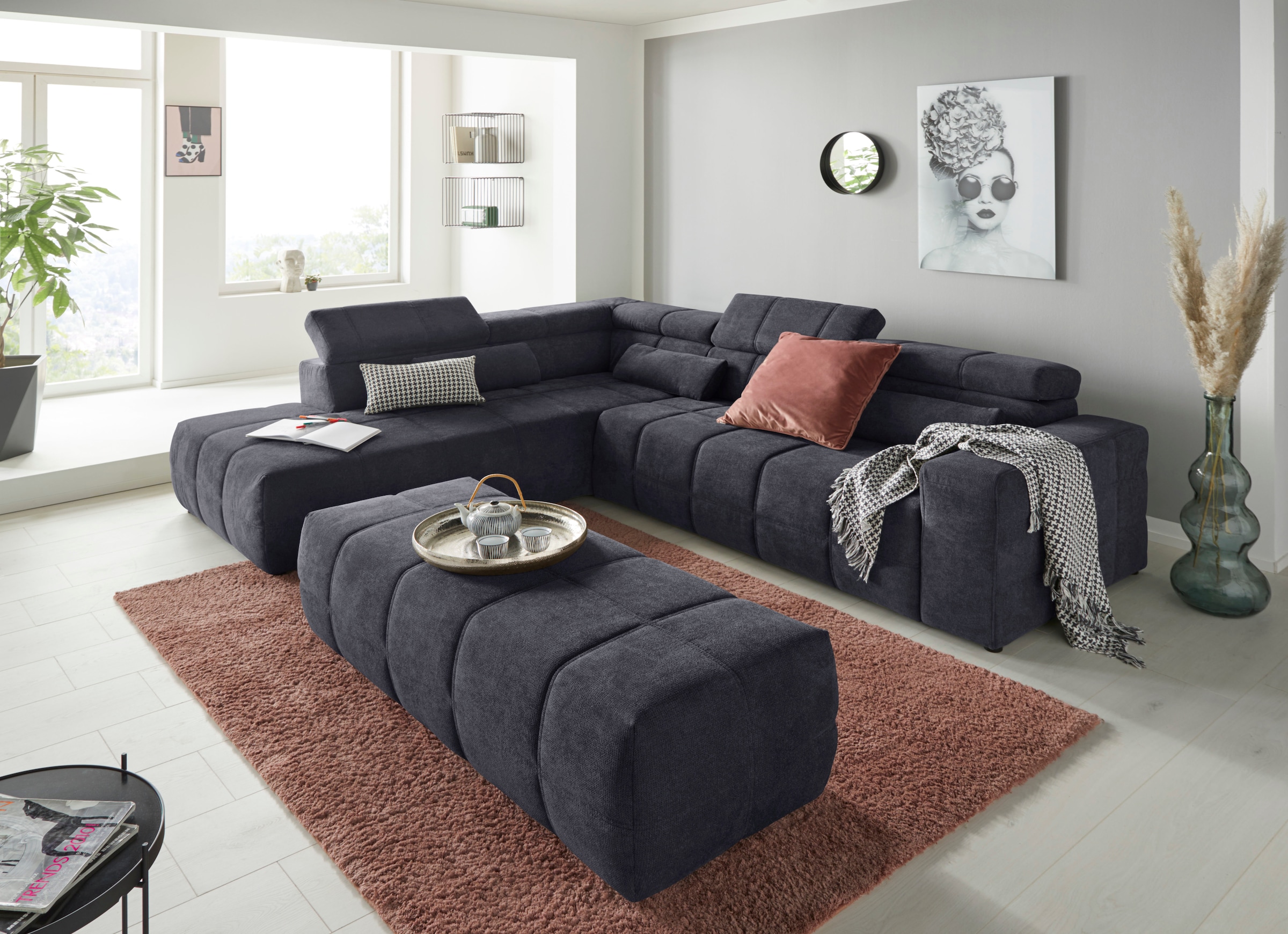 DOMO collection Ecksofa »Brandon L-Form, auch in Leder« inklusive Kopfteilv günstig online kaufen