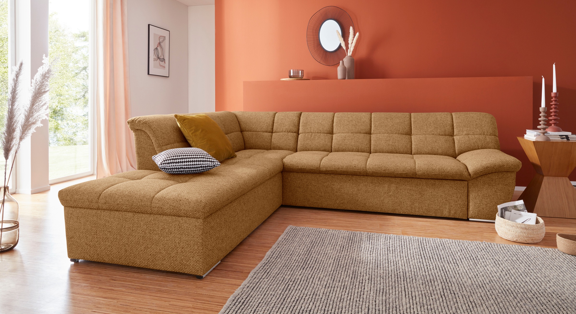 DOMO collection Ecksofa »Lagoa, moderne Sitzheftung, bequem und komfortabel günstig online kaufen