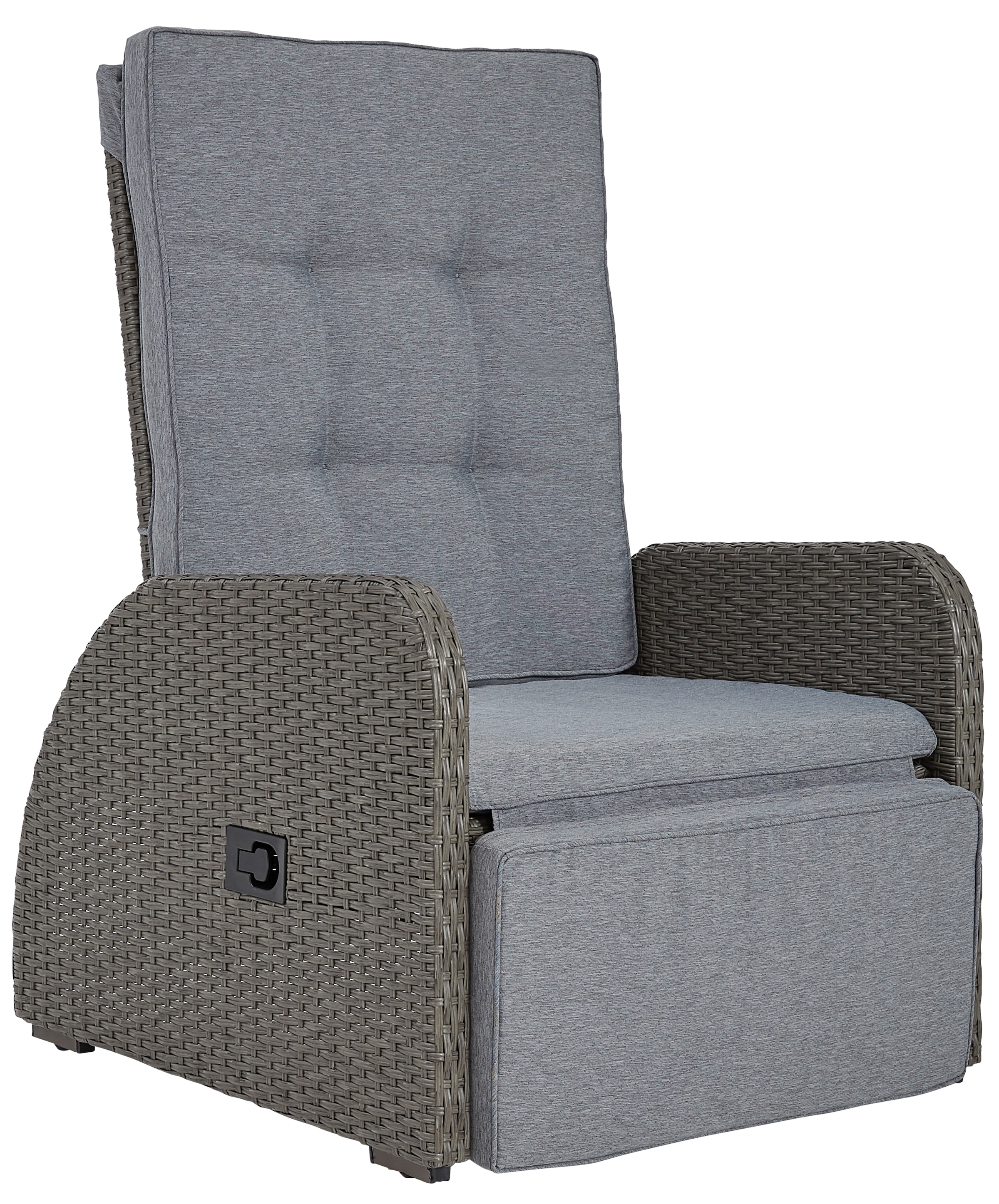 KONIFERA Gartenlounge-Set »Vigo«, (Set, 8 tlg., 2x Sessel, 1x 2er Sofa, 1x Tisch 120x60x60cm, inkl. Auflagen), Polyrattan, Aluminium, verstellbare Rückenlehne und Fußablage