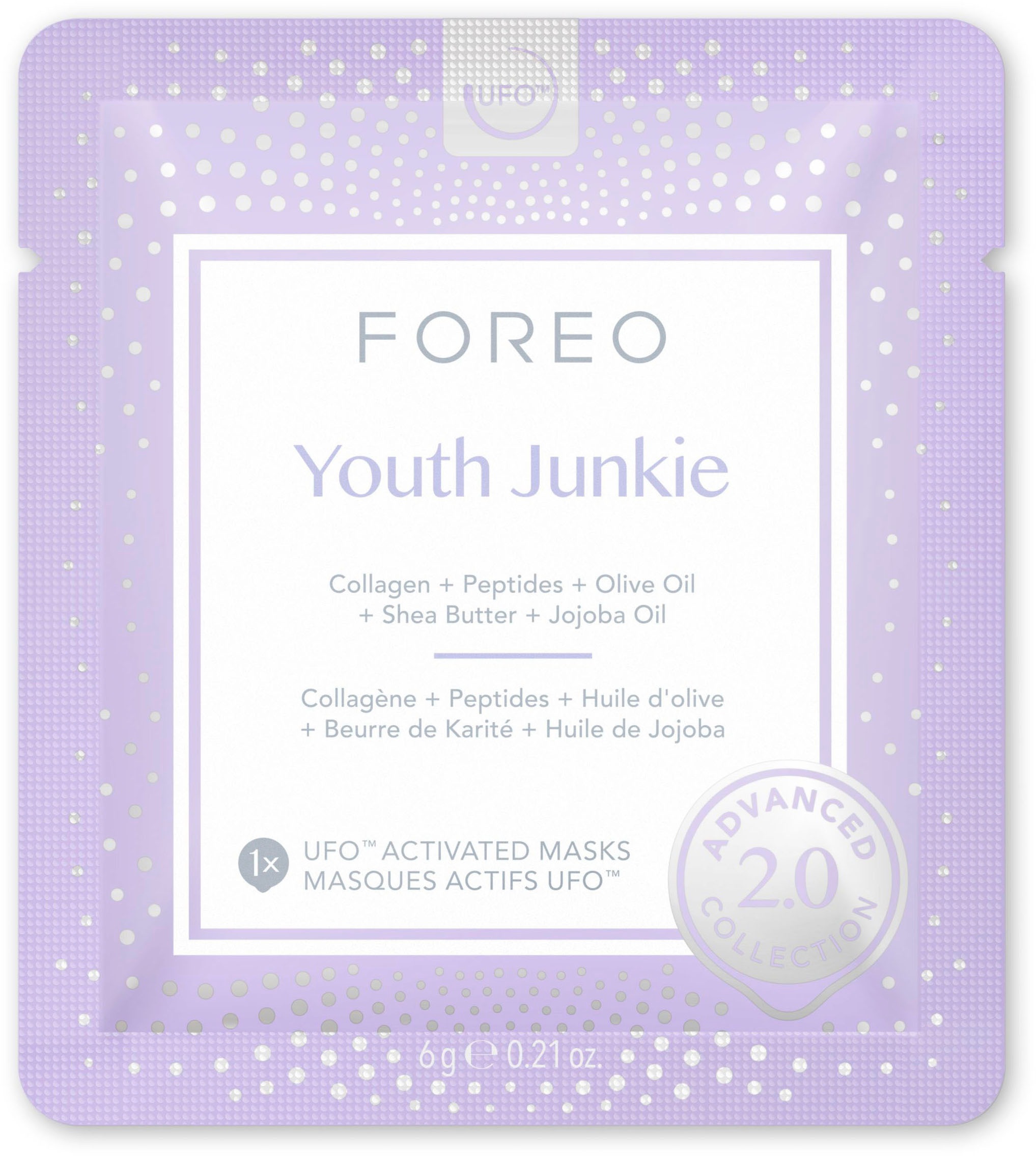 FOREO Gesichtsmaske »UFO™ Mask Youth Junkie 2.0«, (Packung, 6 tlg.), komptibel mit UFO™ & UFO™ mini