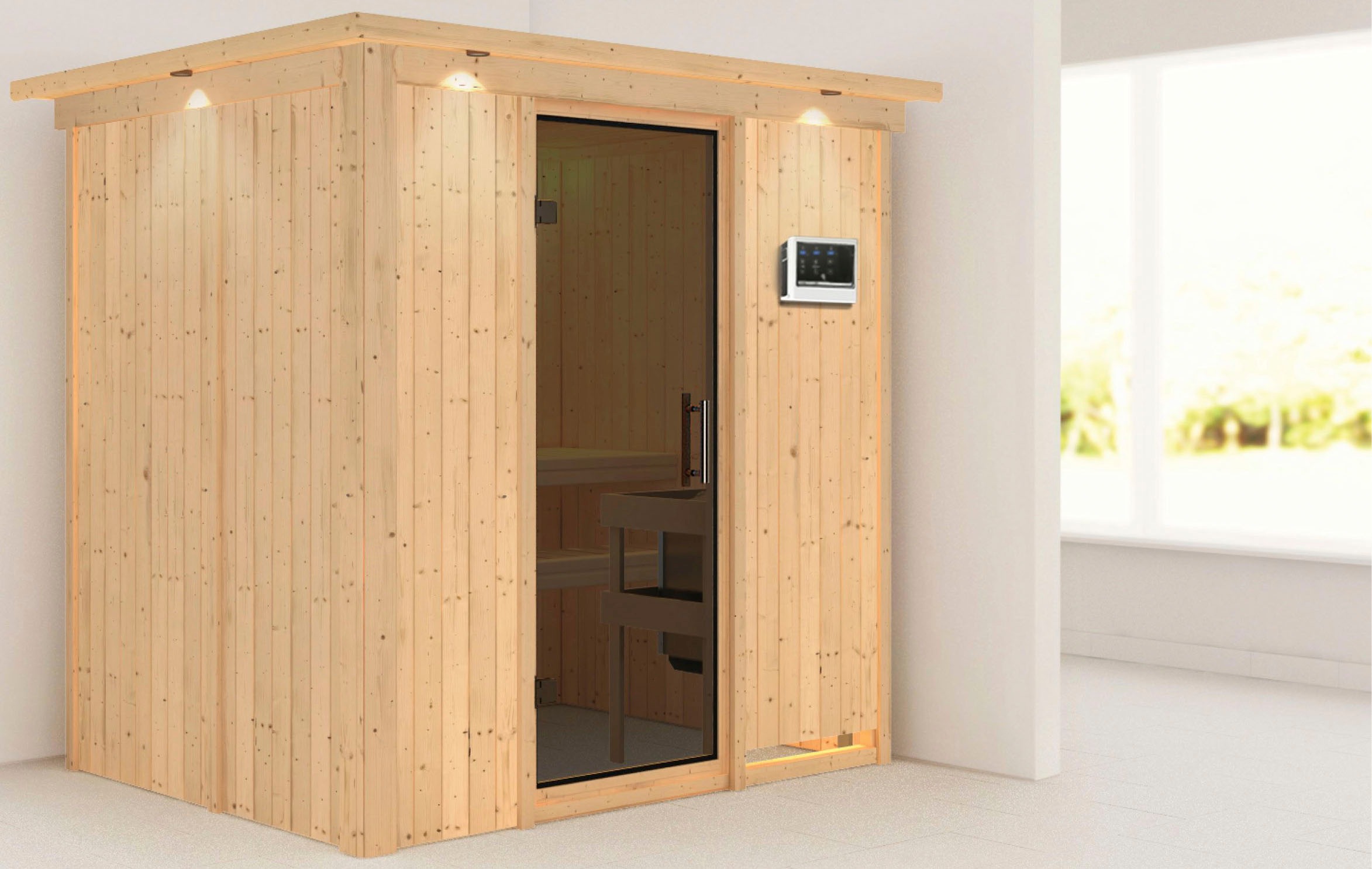 Karibu Sauna »Bedine« Set, 9 KW-Ofen mit externer Steuerung günstig online kaufen