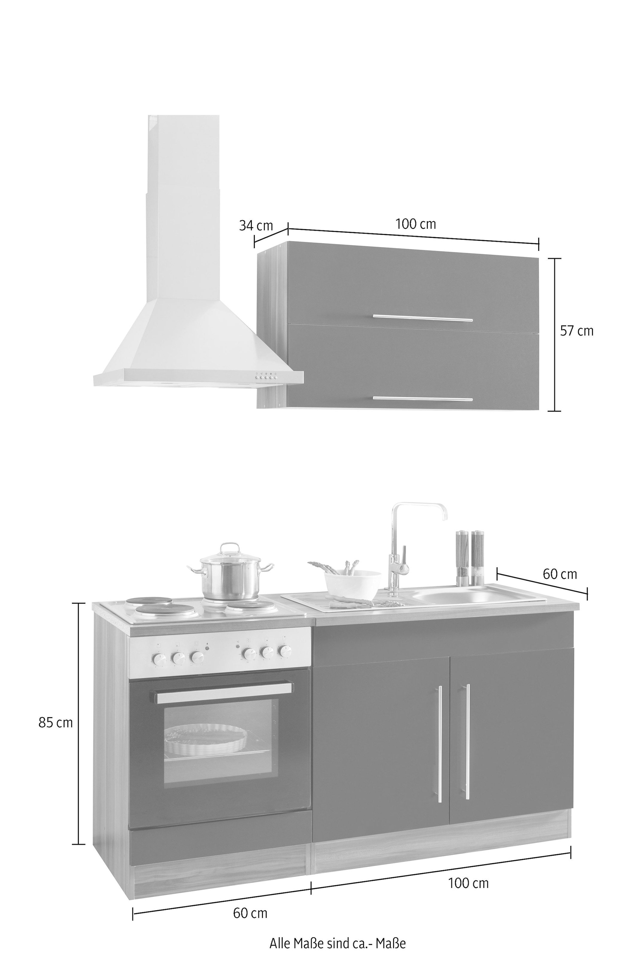 HELD MÖBEL Küchenzeile »Samos«, mit E-Geräten, Breite 160 cm auf Raten  kaufen