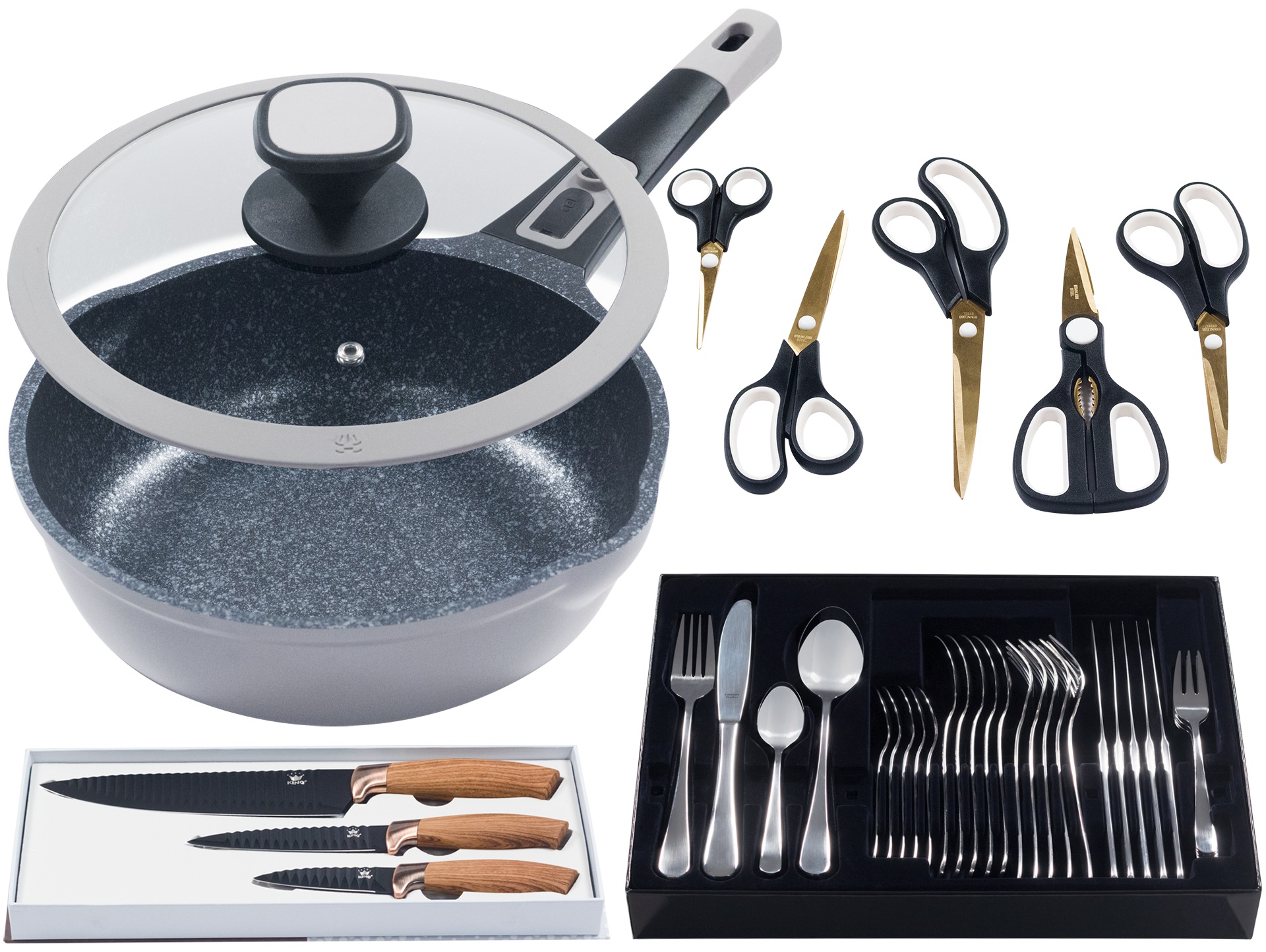 KING Bratpfanne »Küchenstart«, Aluminiumguss, (Set), Küchenmesser, Scheren, günstig online kaufen