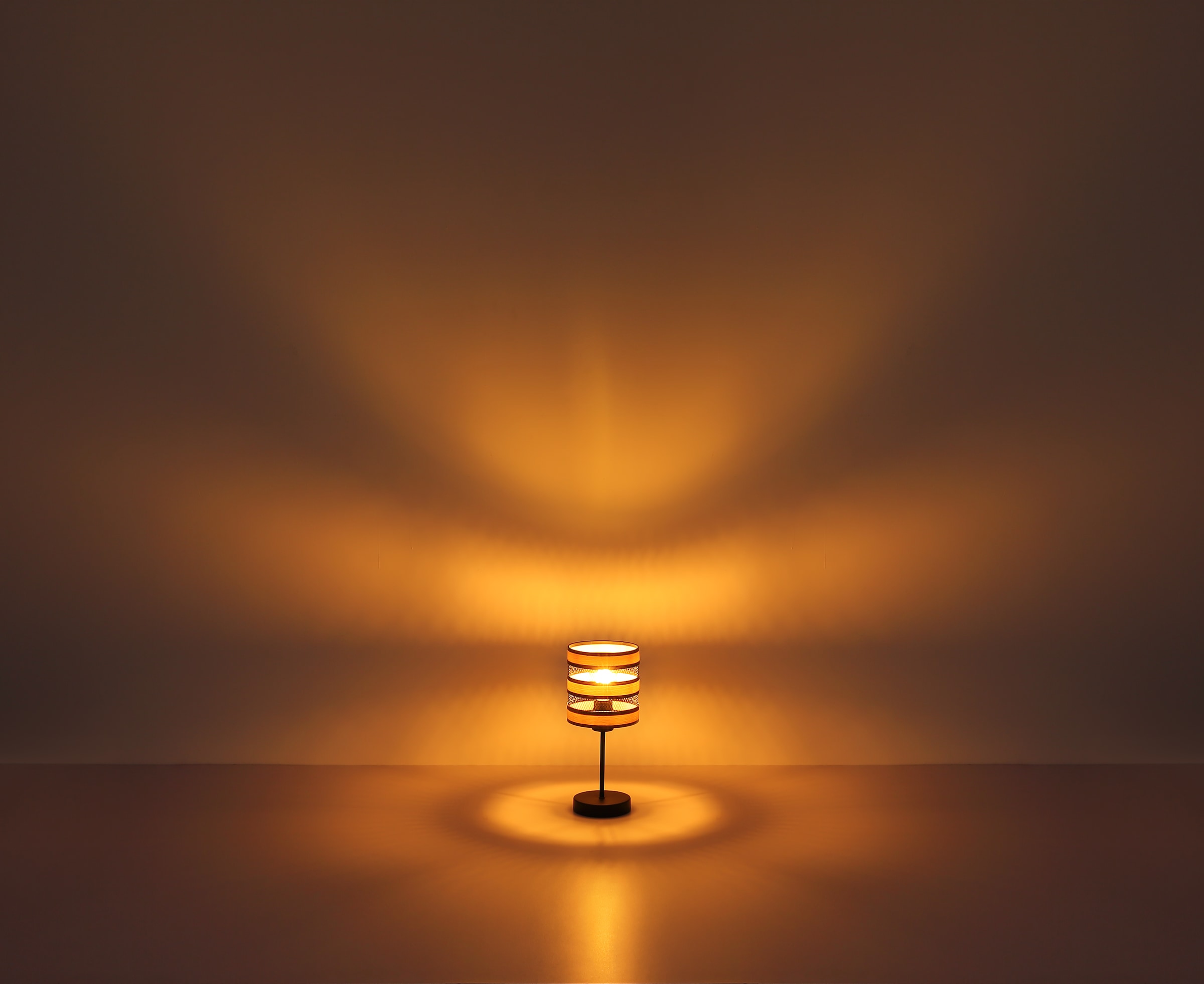 GLOBO LIGHTING Tischleuchte »SOENI«, Leuchtmittel E27 | ohne Leuchtmittel, Tischlampe/Metallgeflecht/Holzoptik/Wohnzimmer/Schlafzimmer