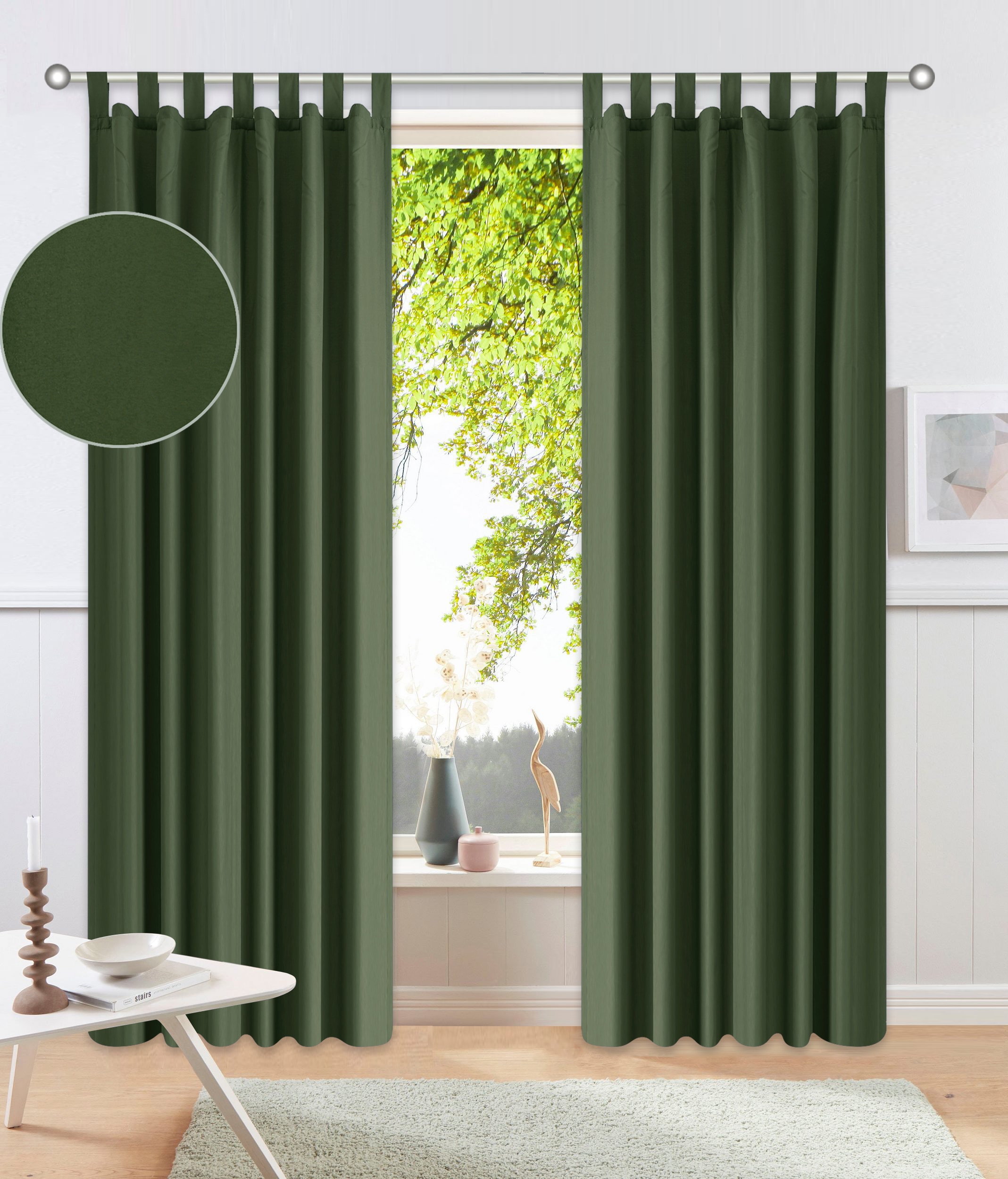 my home Vorhang »Parry« Schlaufen 2 Stk. tlg. 2-er Set, blickdicht, monochr günstig online kaufen