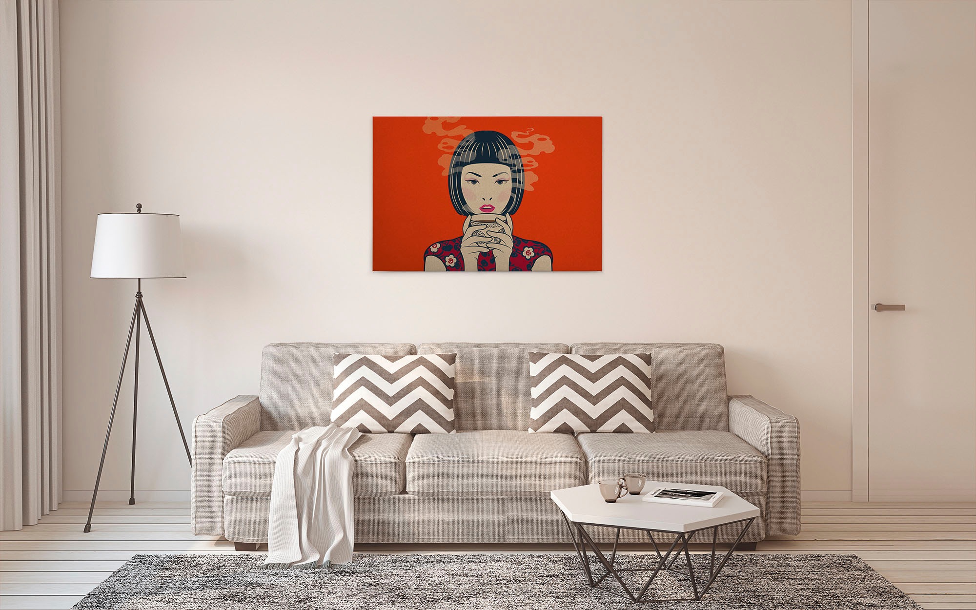 A.S. Création Leinwandbild »akari«, Kunst-Gemälde-Kinder, (1 St.), Keilrahmen Bild Asiatisch Frau Leinwand-Bild Wohnzimmer modern Kinder