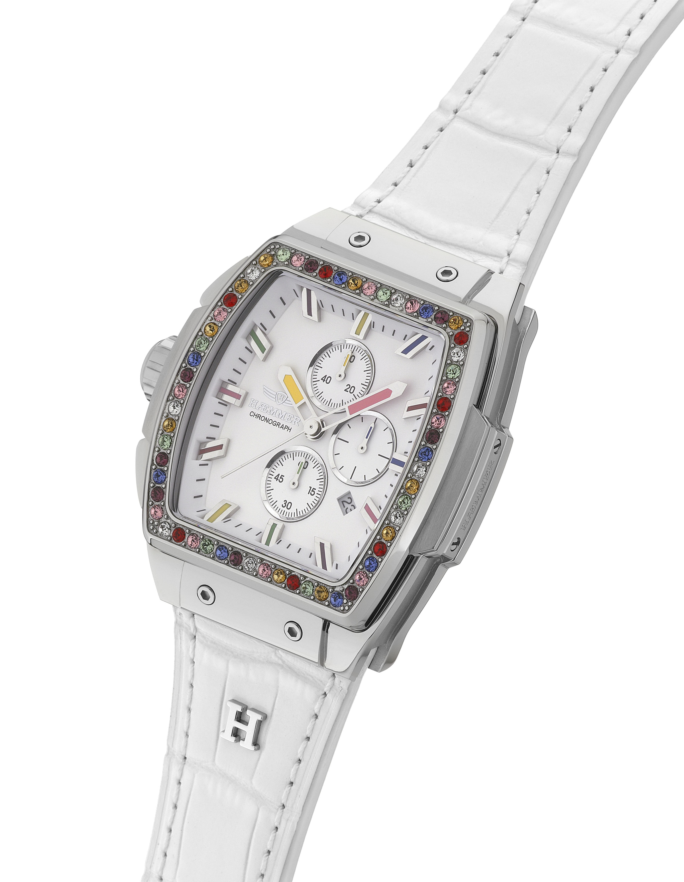 HAEMMER GERMANY Chronograph »TONNEAU«, Quarzuhr, Armbanduhr, Damenuhr, Lederarmband, verschraubte Krone, Tag