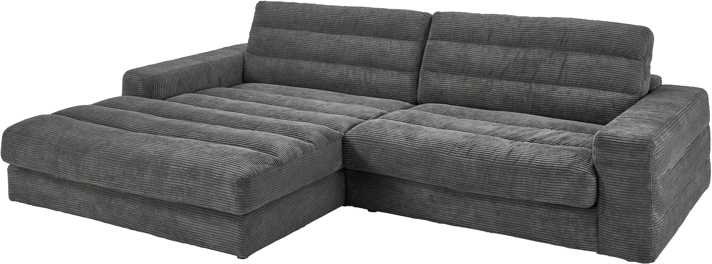 3C Candy Ecksofa »Stripes Mega-Sofa, bequem und komfortabel, L-Form«, Lose Rückenkissen, mit feiner Quersteppung, Cord-Bezug