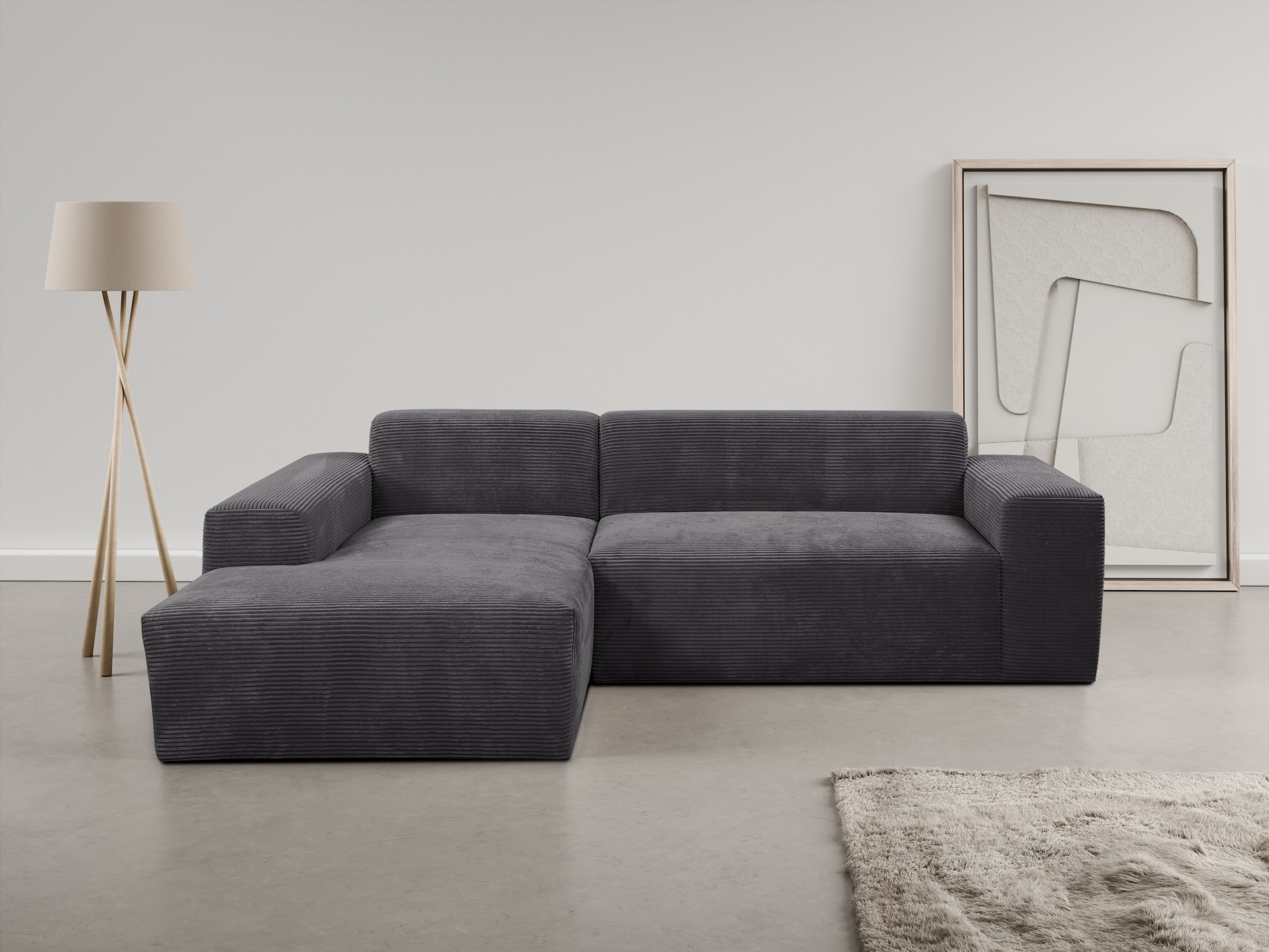 WERK2 Ecksofa »Zeus-L modern & zeitlos, Breite 253 cm, bequemes Sofa« Curvy günstig online kaufen