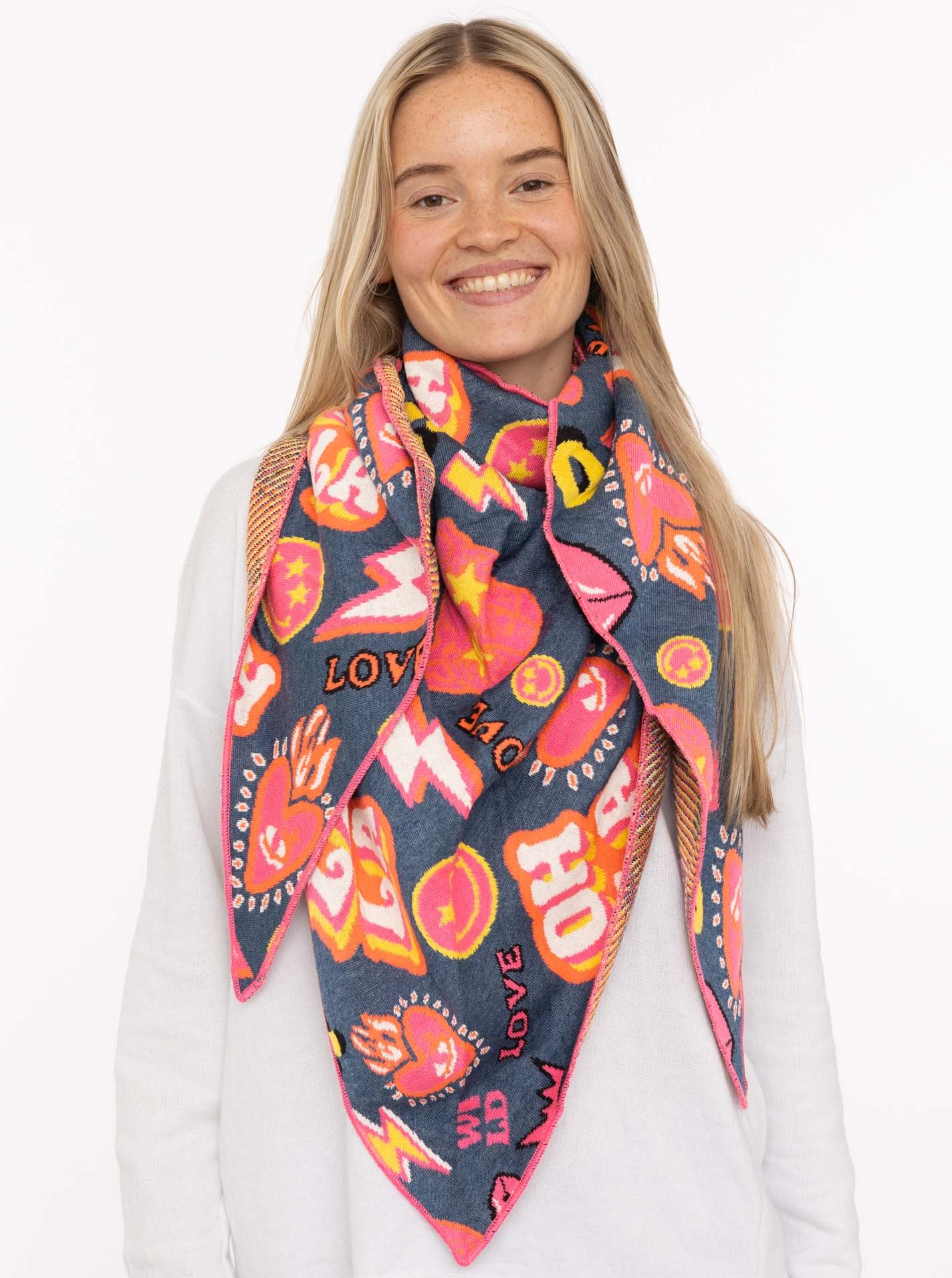 Zwillingsherz Dreieckstuch »"OOPS"« Statement Muster, Strick, wärmend