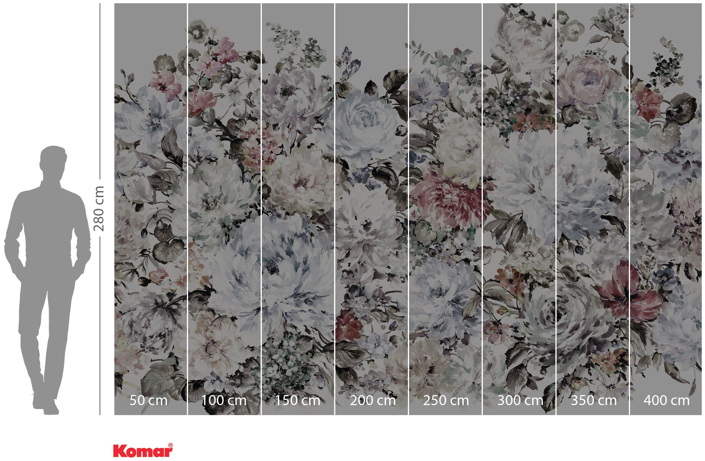 Komar Vliestapete »Digitaldruck Vlies - Posy - Größe 400 x 280 cm«, bedruckt, Wohnzimmer, Schlafzimmer