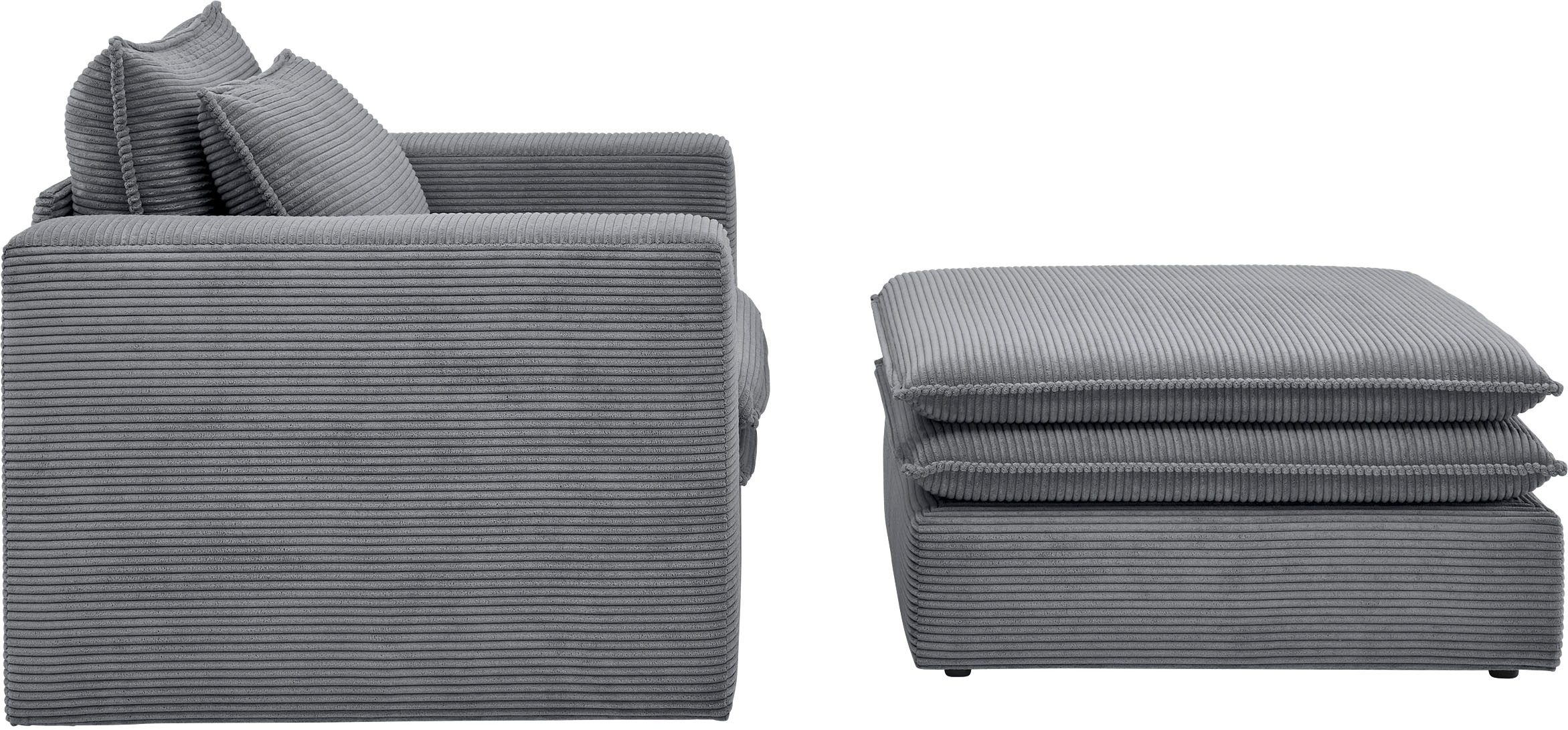 Home affaire Sitzgruppe »PIAGGE« 2 Stk. tlg. Hochwertiger Cord, Loveseat und Loveseat-Hocker im Set