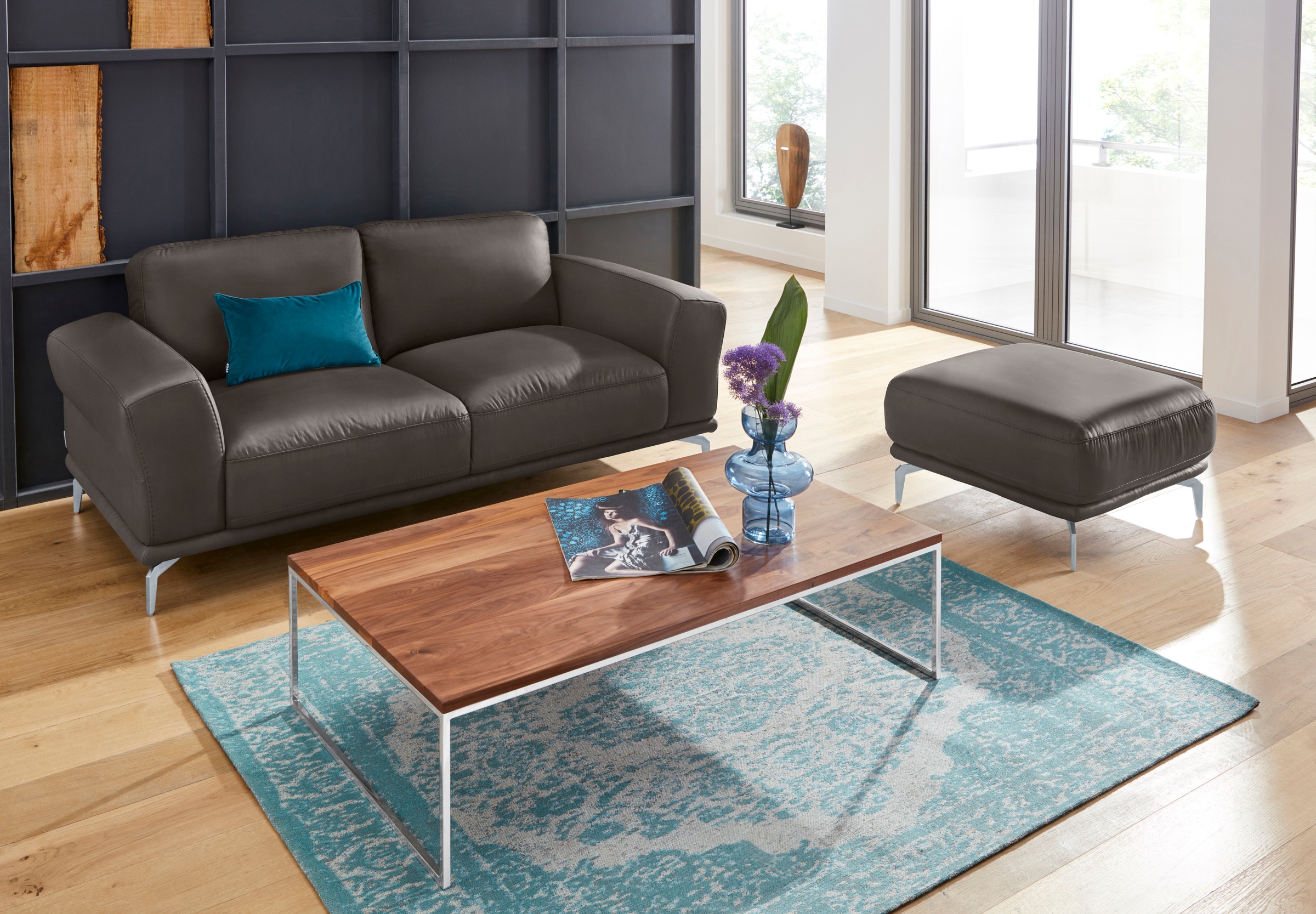 W.SCHILLIG Hocker »montanaa«, mit Metallfüßen in Silber matt, Breite 71 cm