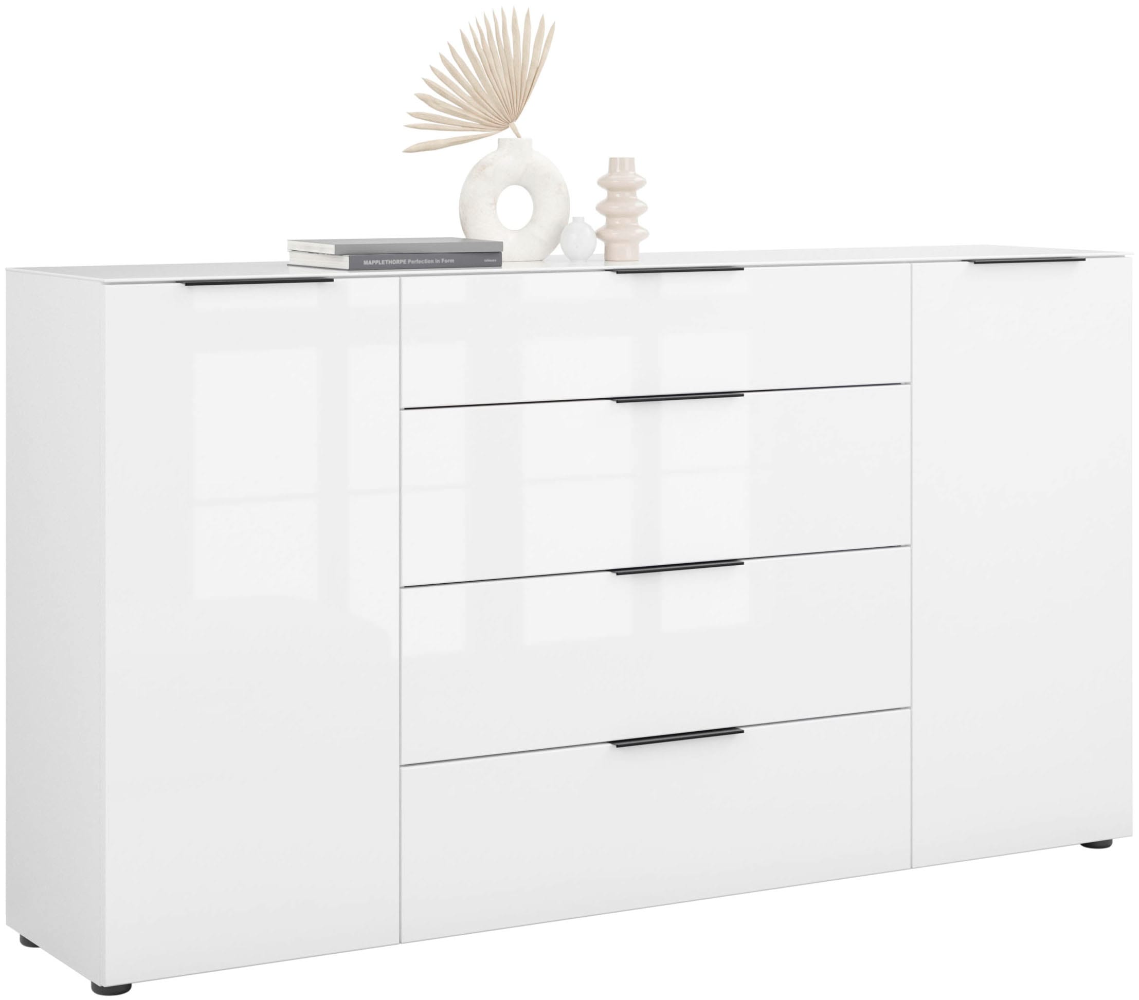 Manjana Möbel Sideboard »Style« mit Metallgriffen & Glasfront, Soft-Close, Selbsteinzug, in 2 Breiten