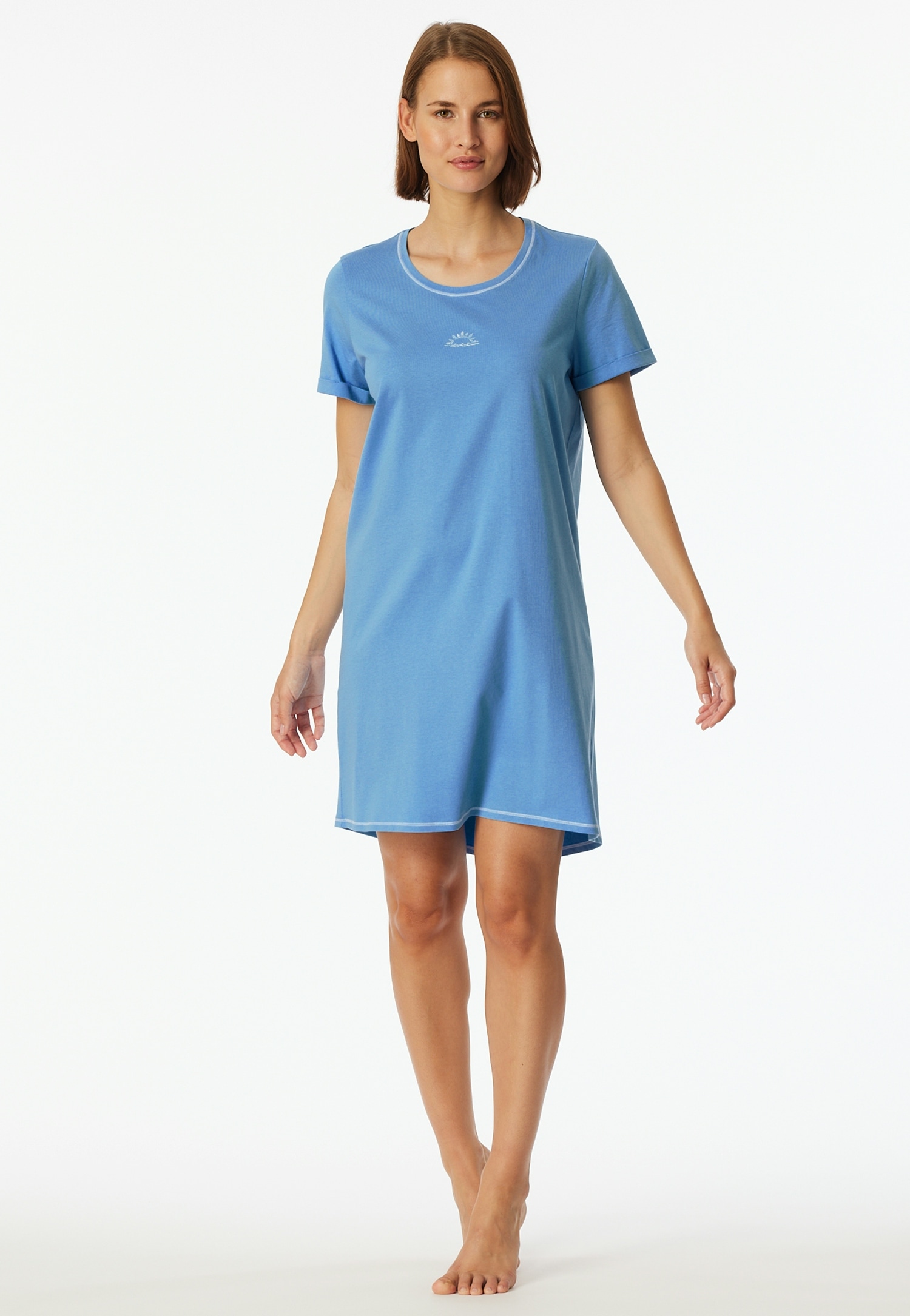 Schiesser Nachthemd »Casual Essentials«, mit Statement-Print, Baumwolle, kurzärmelig, Rundhalsausschnitt