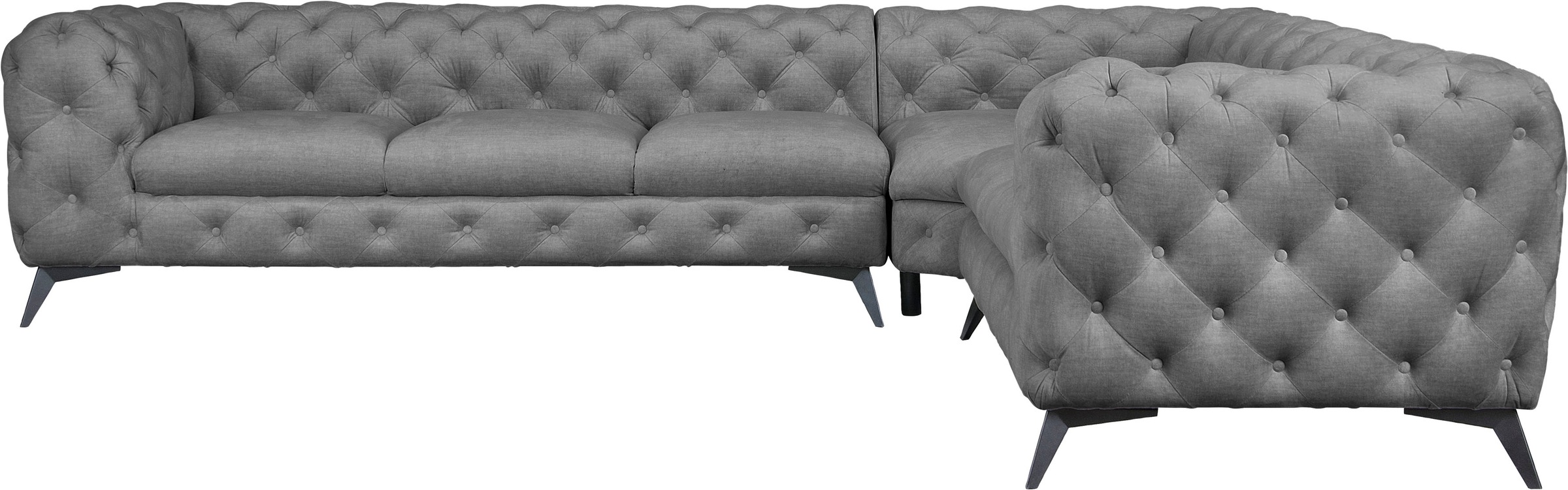 Leonique Chesterfield-Sofa »Ecksofa GLYNIS L-Form mit Wellenunterfederung, günstig online kaufen