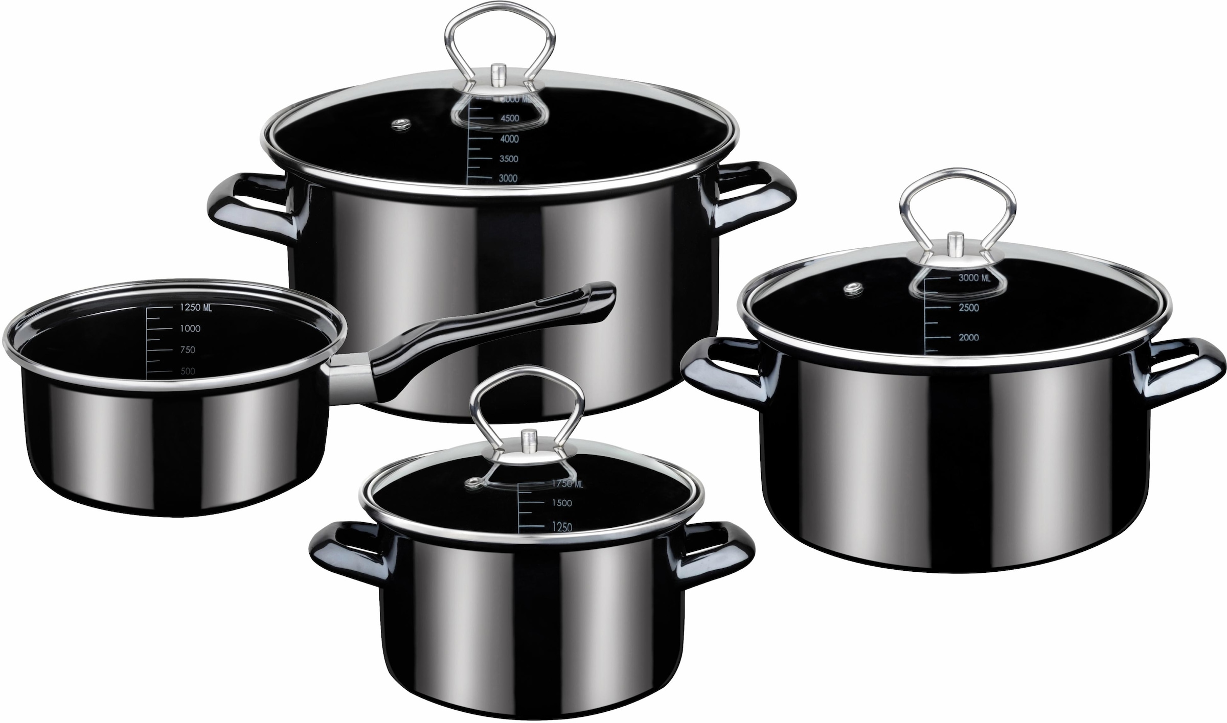 GSW Topf-Set »Profi-Black-Star« Stahl-Emaille Set, 1x Stielkasserolle 16 cm günstig online kaufen