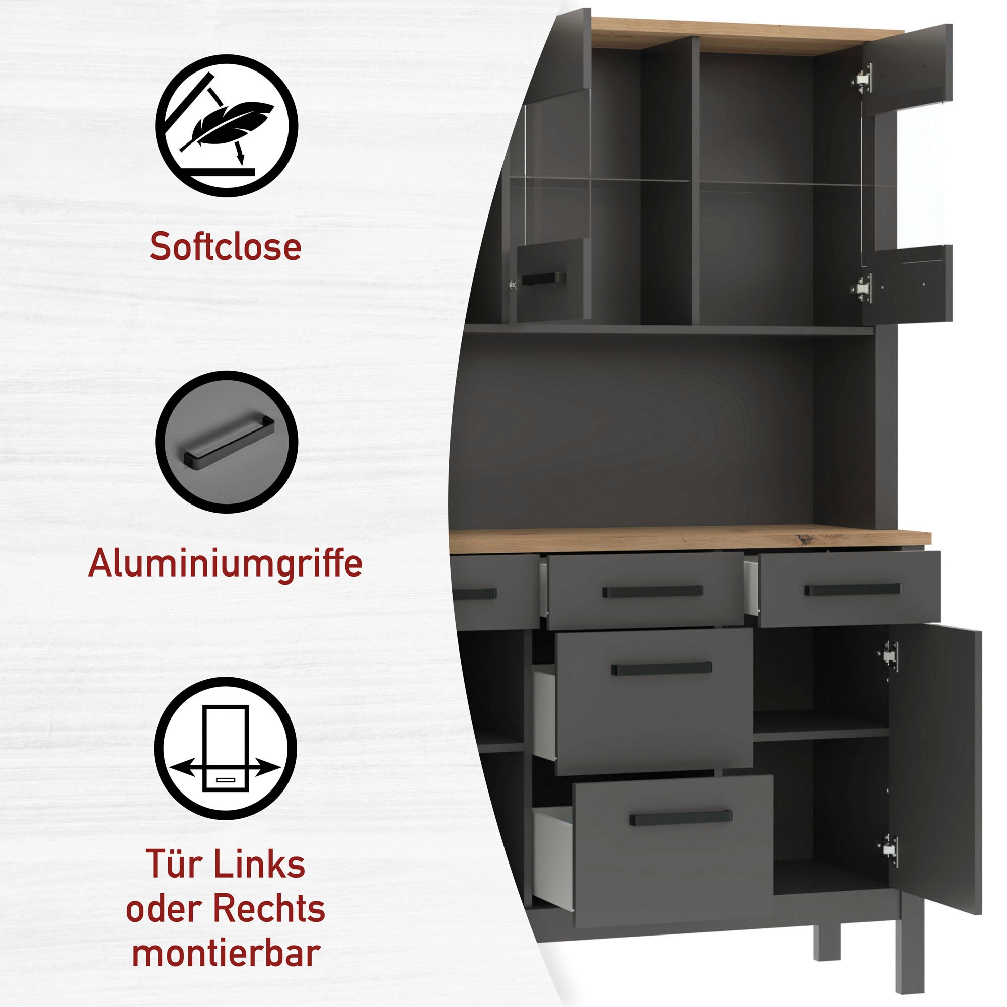 Inter Link Buffet »Buffet Veneto« 1 Stk. tlg. Stauraum-Modul, passend zur Modularen Küche, 130x45x195,5 cm
