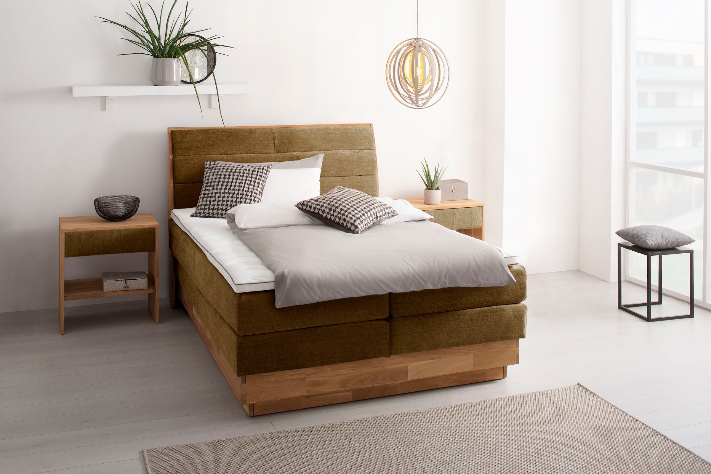 OTTO home Boxspringbett »Jenna« ohne LED-Beleuchtung, mit zertifizierten, recycelten Bezugsstoffen