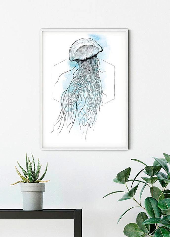 Komar Bild »Jellyfish Watercolor«, Tiere, (1 St.), Wandbild zur Dekoration - ohne Rahmen