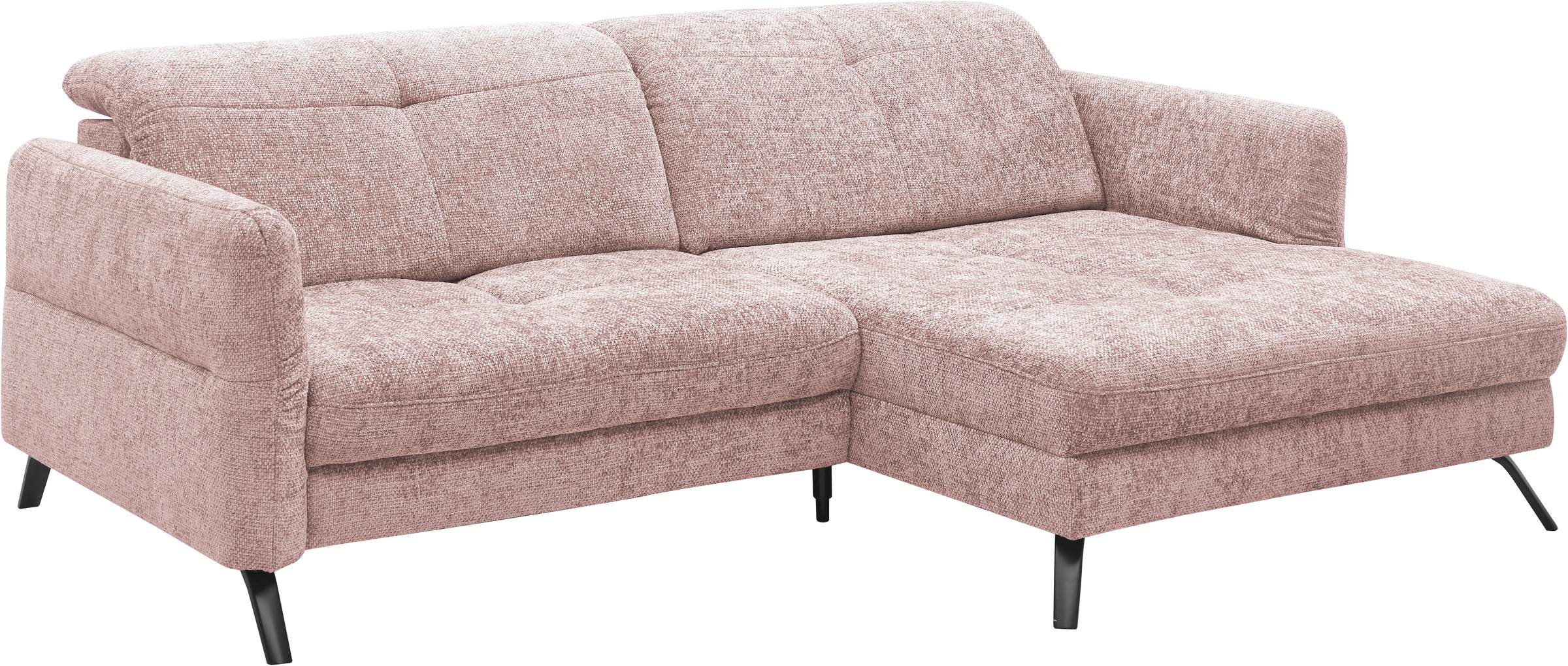 set one by Musterring Ecksofa »SO 4400 V«, wahlweise mit motorischer Bettfunktion & Kopfverstellung, Fuß schwarz