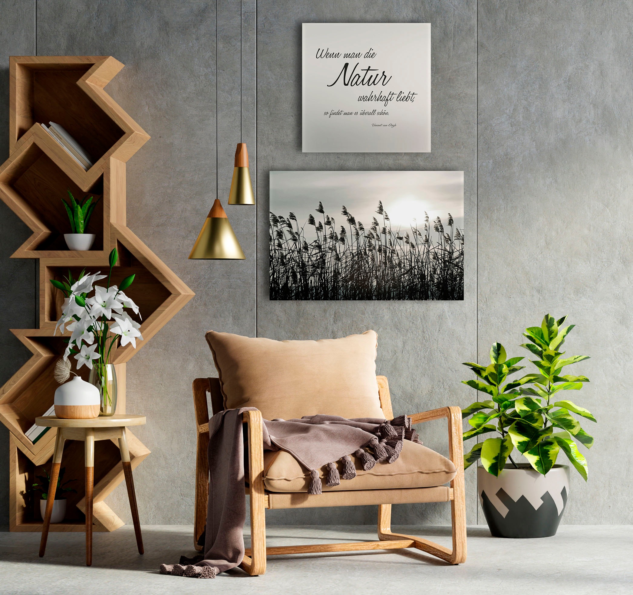 queence Leinwandbild »Natur« Blumenbilder   Gräser   Kunst   Modern   Schri günstig online kaufen