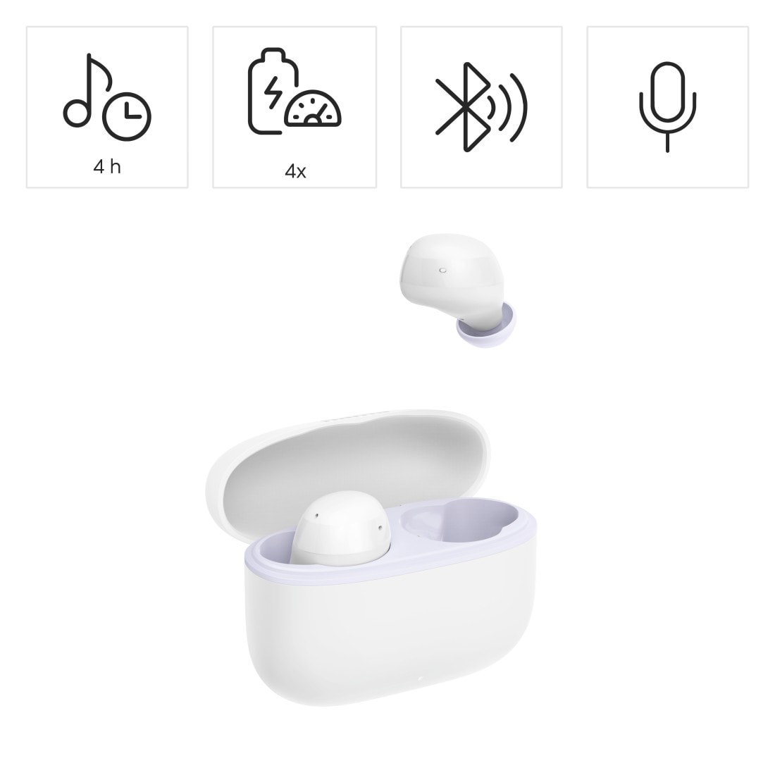 Hama Bluetooth-Kopfhörer »True Wireless Kopfhörer In Ear, Ladecase, bis 20h Akku, Bass Boost«, A2DP Bluetooth-AVRCP Bluetooth-HFP-SPP, kompatibel mit Siri-Sprachsteuerung-True Wireless