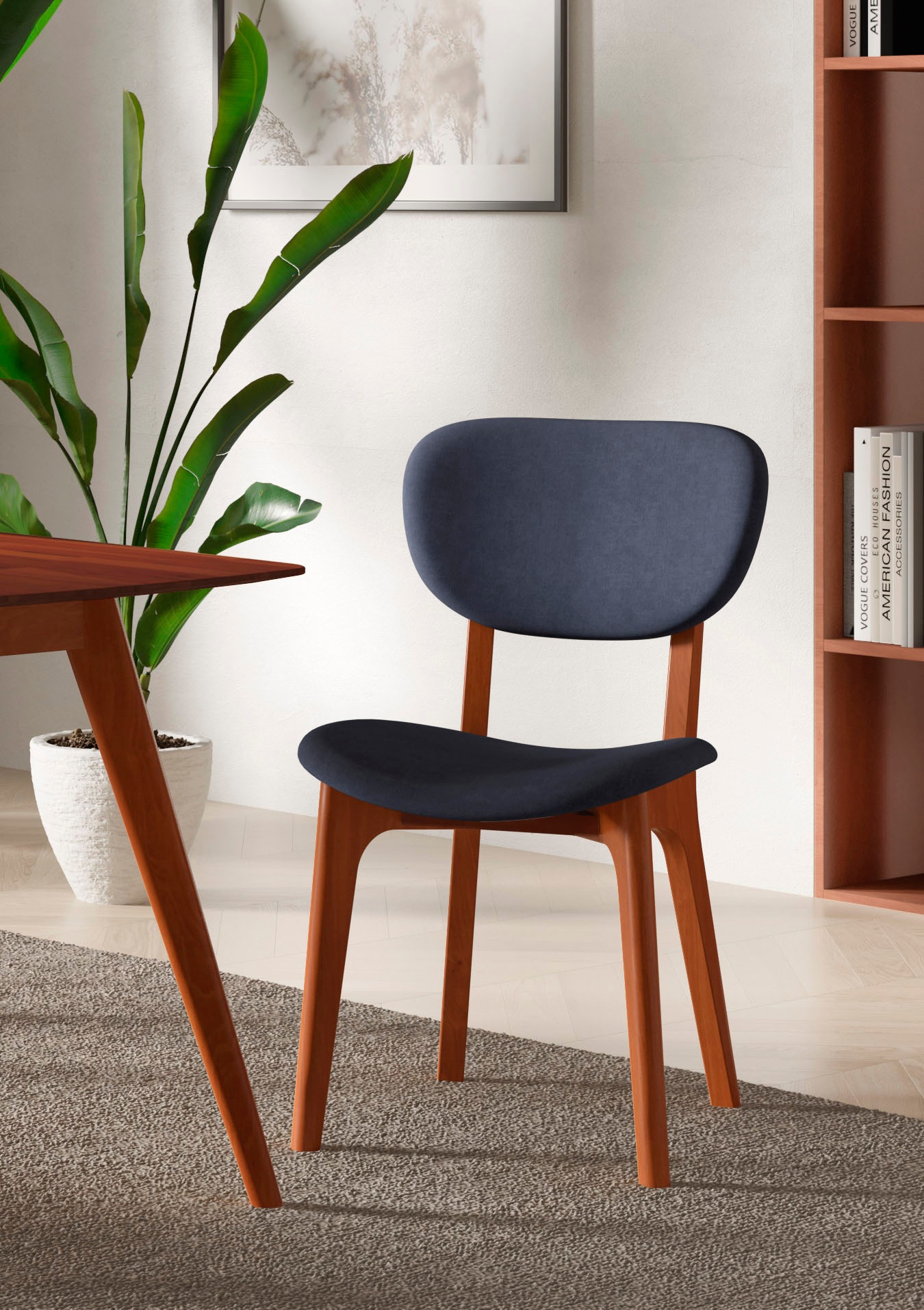 INOSIGN Stuhl »COZY Made in Italy« (Set) 2 Stk.Gestell in Buche, Kirsch- oder Nussbaum, Massivholz, Design Stuhl jeans + kirsch