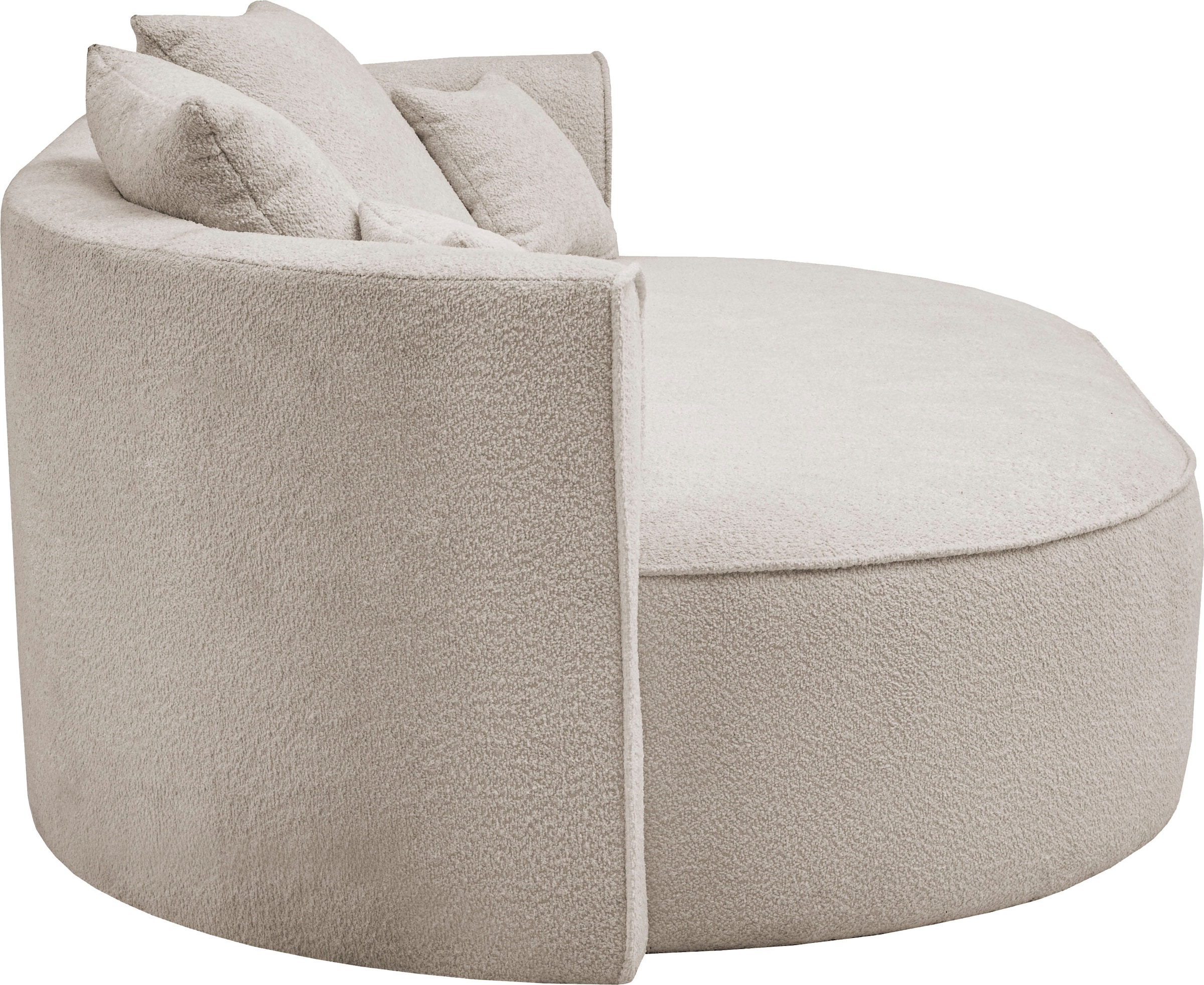 LeGer Home by Lena Gercke 2,5-Sitzer »ISALIE, rundes Loungesofa, mit Kissen, perfekt gepolstert«, moderne Stoffe, mit 4 Zierkissen, extra große Sitzfläche
