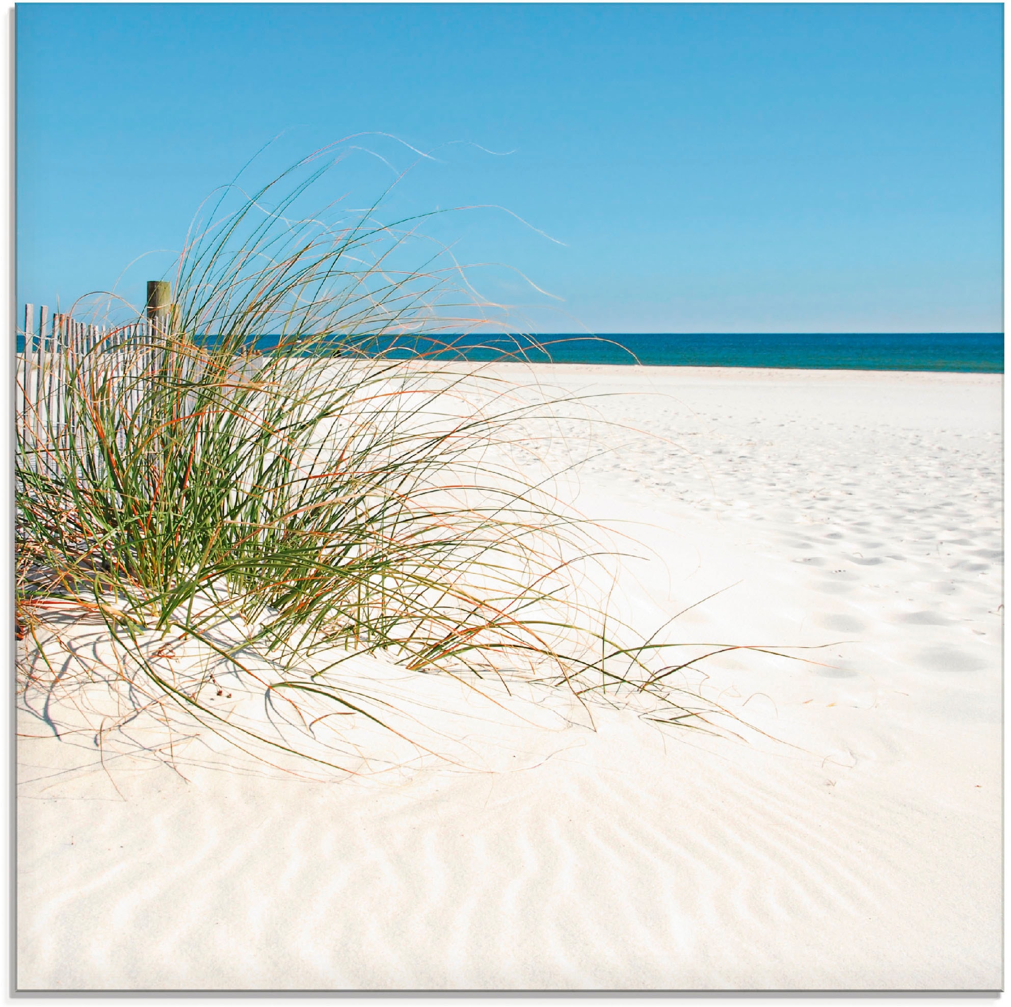 Artland Glasbild "Schöne Sanddüne mit Gräsern und Zaun", Strand, (1 St.), i günstig online kaufen