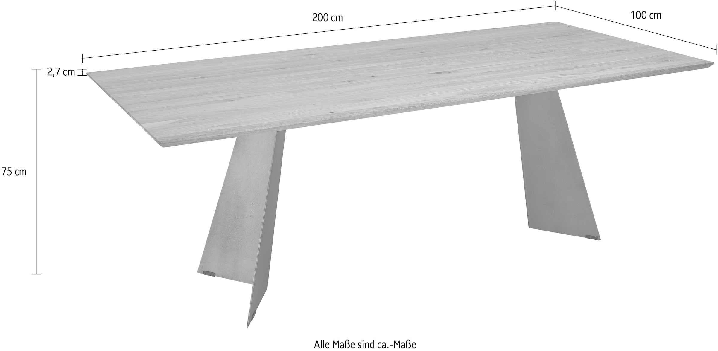 K+W Komfort & Wohnen Esstisch »5252«, Wildeiche natur oder bianco, Untergestell in Metall, 3 Breiten wählbar