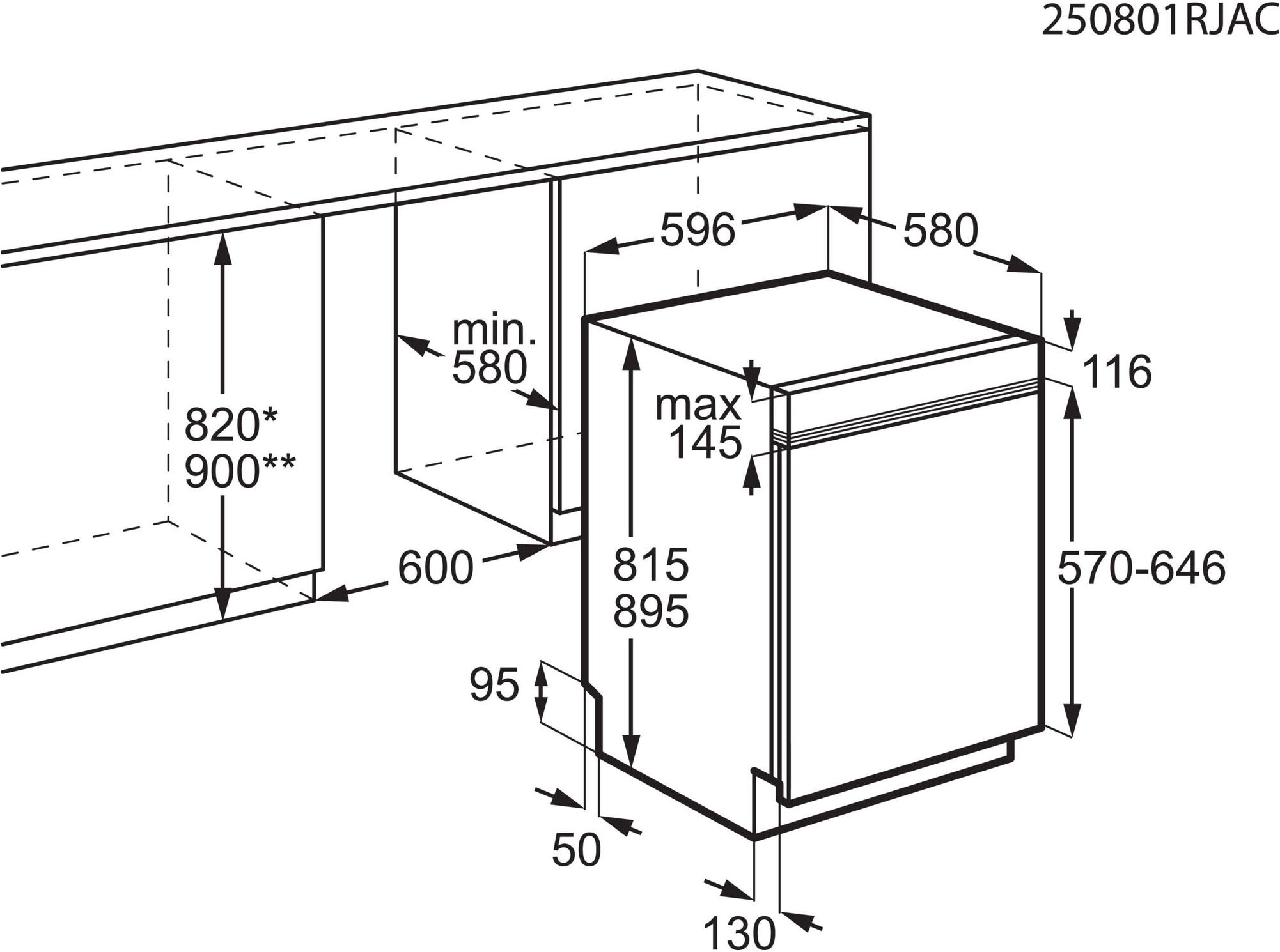 AEG teilintegrierbarer Geschirrspüler Serie 8000, 60 cm, WiFi »GT8200B2SCM 911463003« 8,4 l 14 tlg. Maßgedecke Wasserparende Spülmaschine mit 8,4 l kraftvoll gegen Eingebranntes