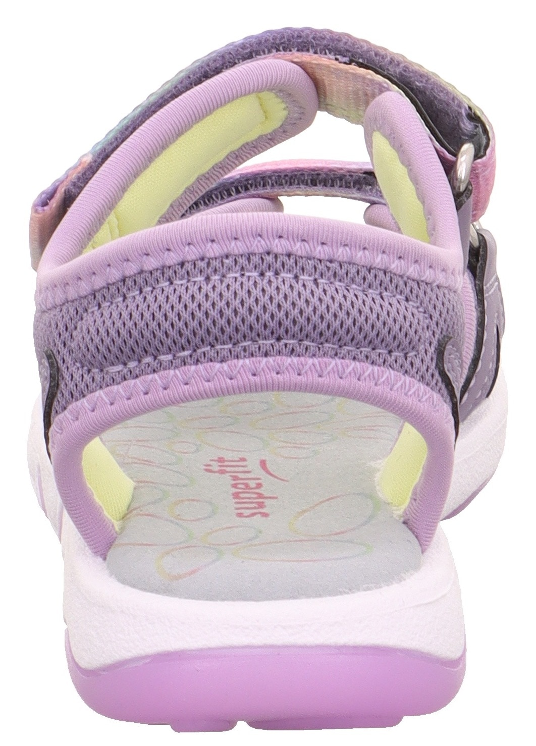 Superfit Sandale »PEBBLES WMS: mittel«, Sandalette mit süßem Glitzerverschluss, Größenschablone zum Download