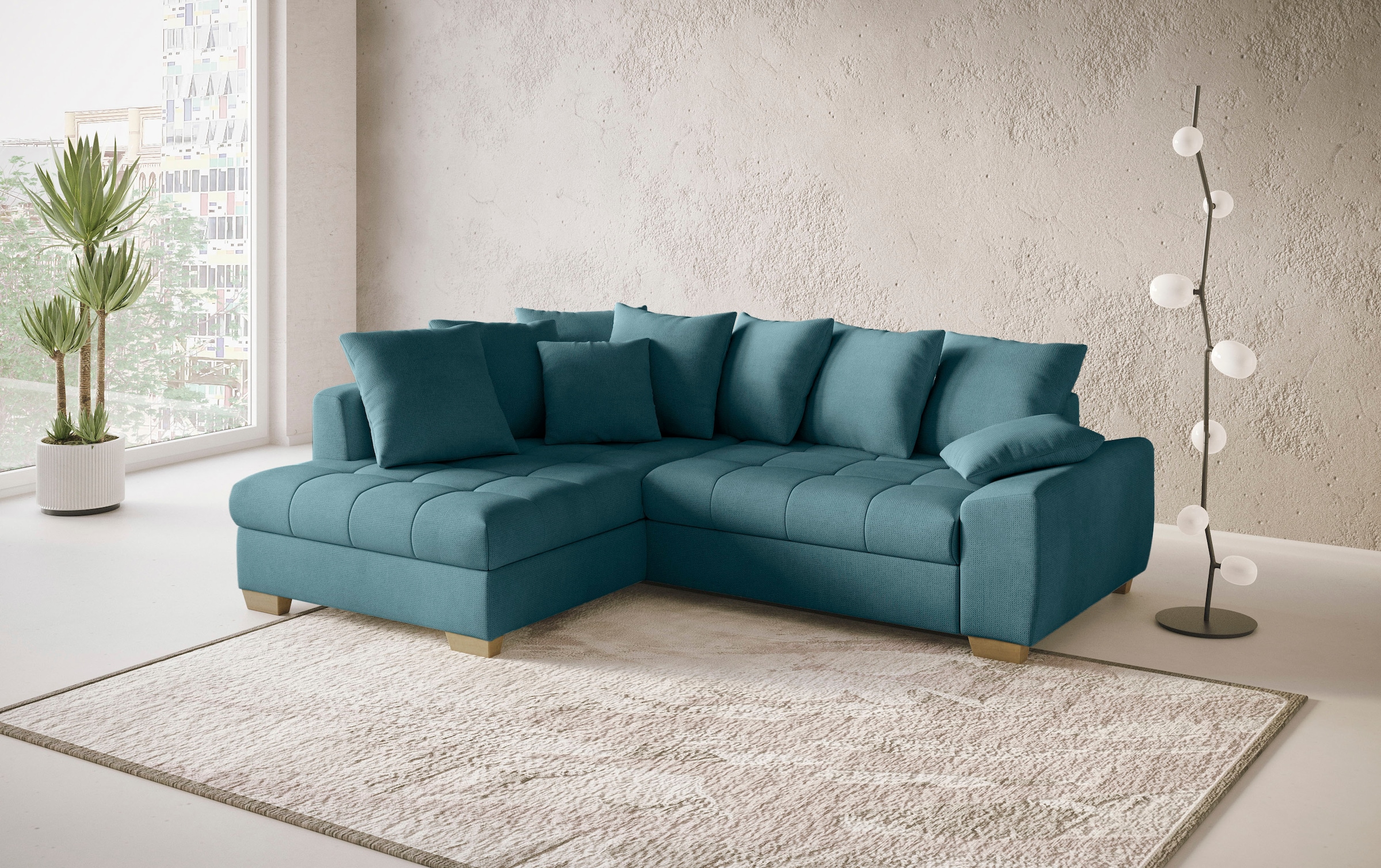 Mr. Couch Ecksofa »Nikita II, L-Form«, Wahlweise mit Bettfunktion, Bettkasten & RGB-LED-Beleuchtung