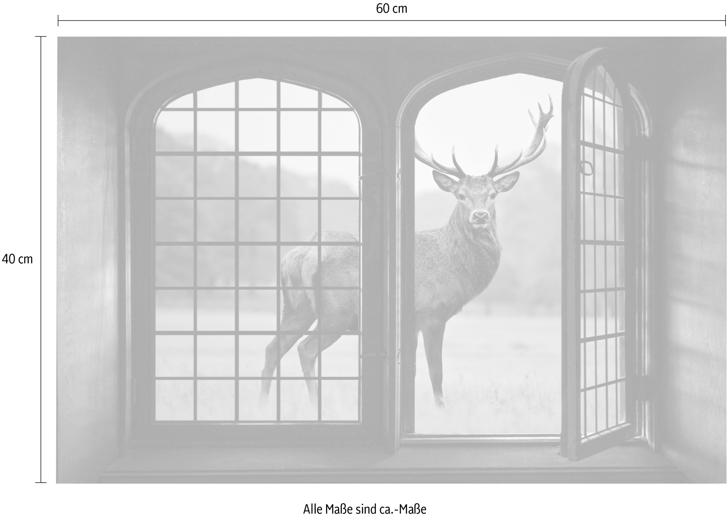 queence Wandsticker »Hirsch«, Wandsticker, Wandbild, selbstklebend, 3D, Fenster