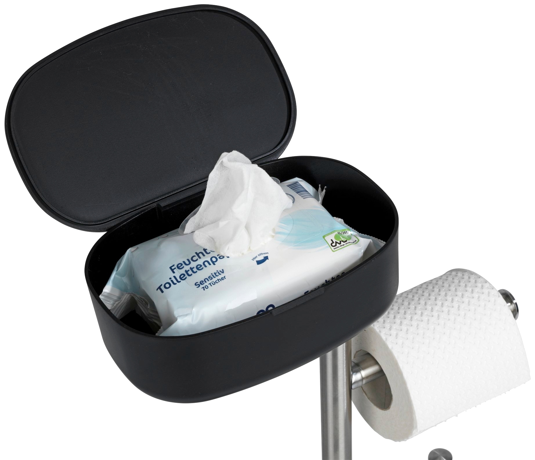 Box WC-Garnitur bestellen 1 St., integrierter und aus WENKO Toilettenpapierhalter online »Rivazza«, Edelstahl-Kunststoff,