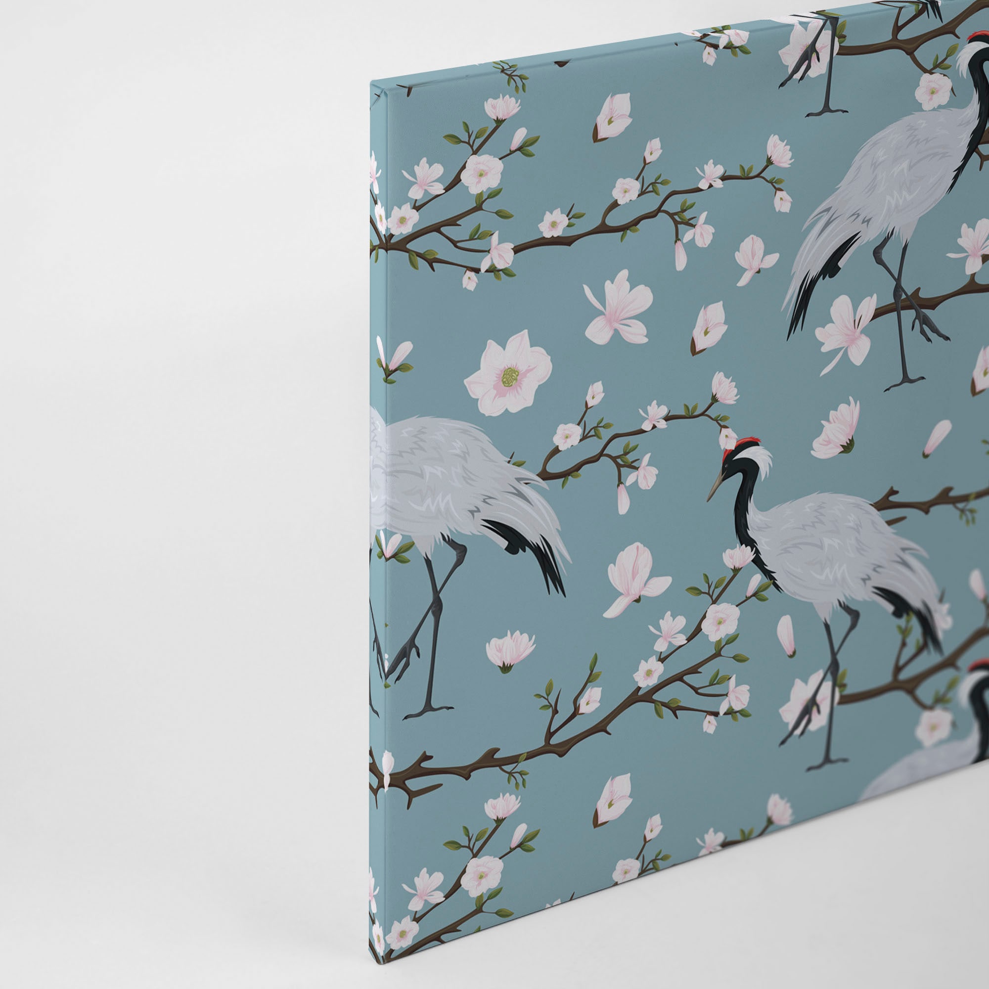 A.S. Création Leinwandbild »Japanese Cranes«, Kunst-Blumen-Kinder, (1 St.), Keilrahmen Kranich Asiatisch Leinwand-Bild Wohnzimmer modern Wandbild