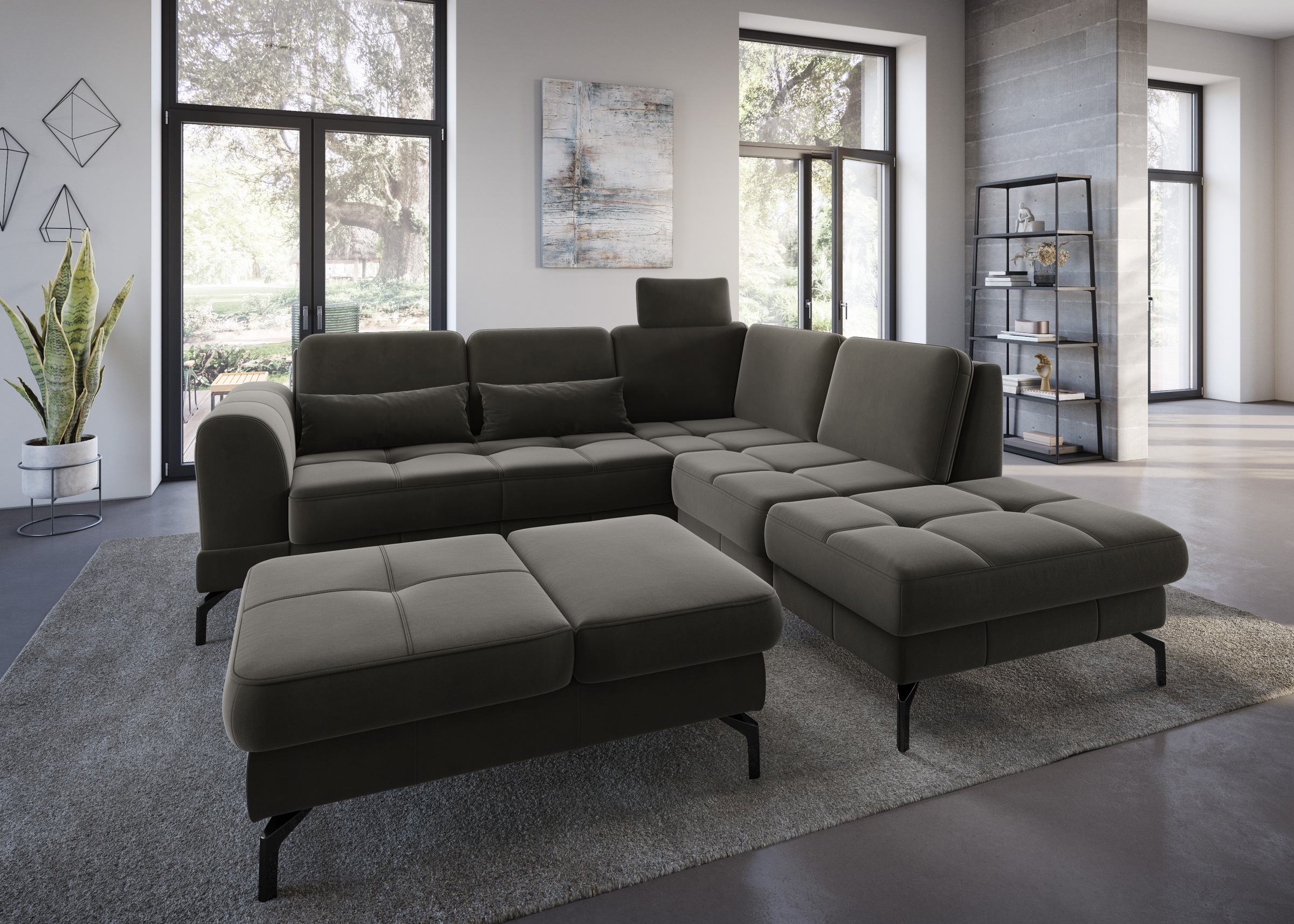 sit&more Ecksofa »Bendigo L-Form«, inklusive Sitztiefenverstellung, Bodenfreiheit 15 cm, in 2 Fußfarben