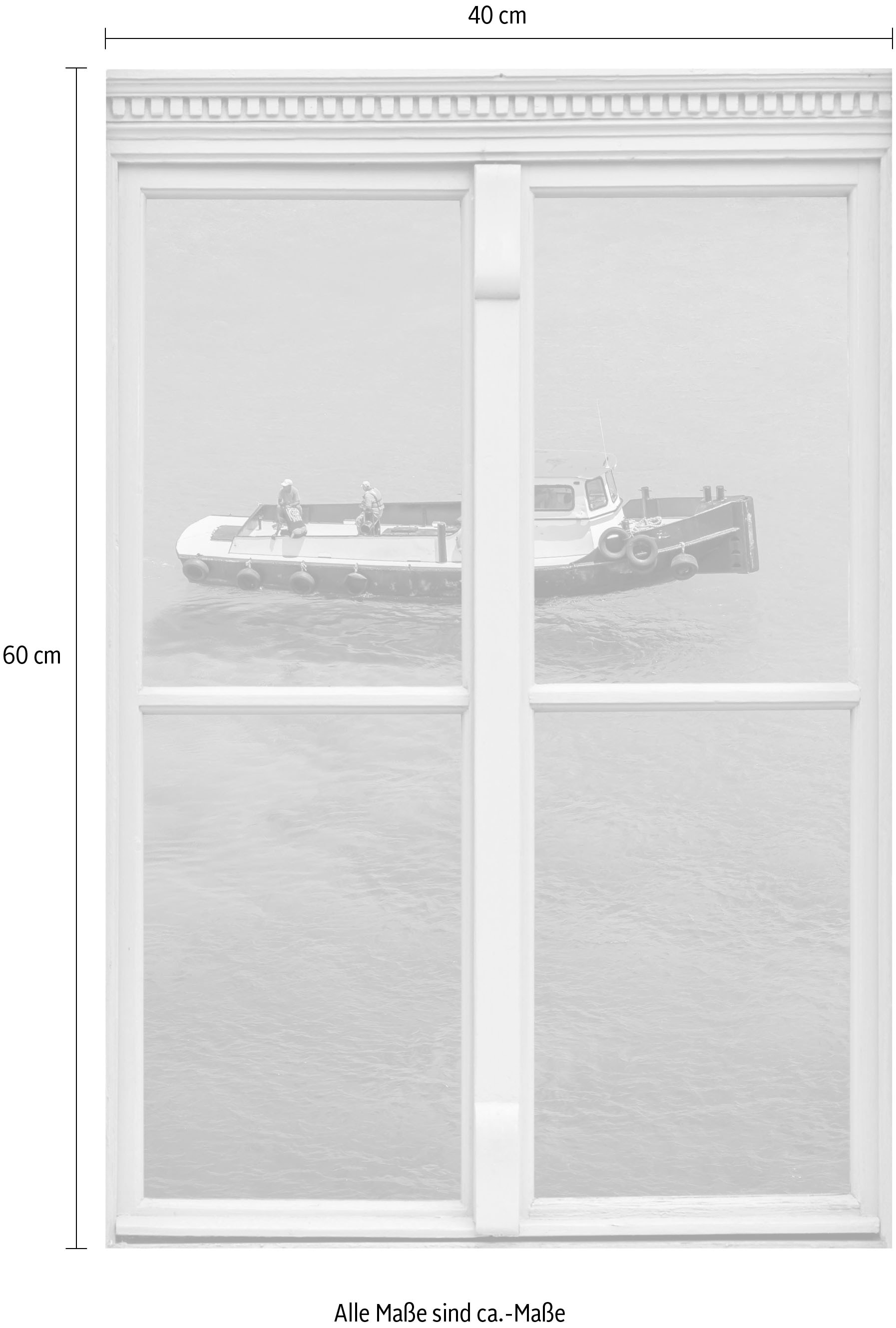 queence Wandsticker »Boot im Meer«, Wandsticker, Wandbild, selbstklebend, 3D, Fenster