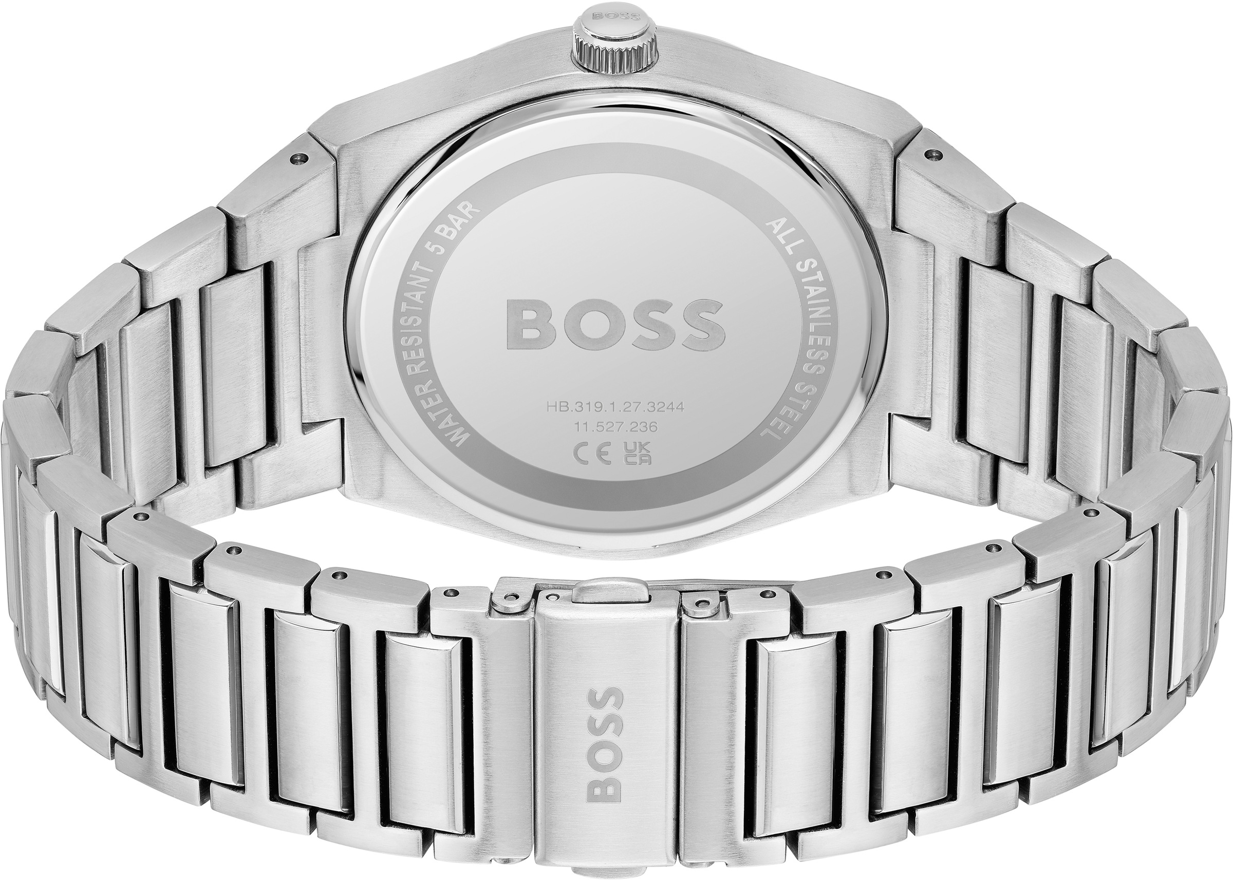 BOSS Quarzuhr »STEER«, Herrenuhr, Armbanduhr, Datum, analog, Edelstahlarmband