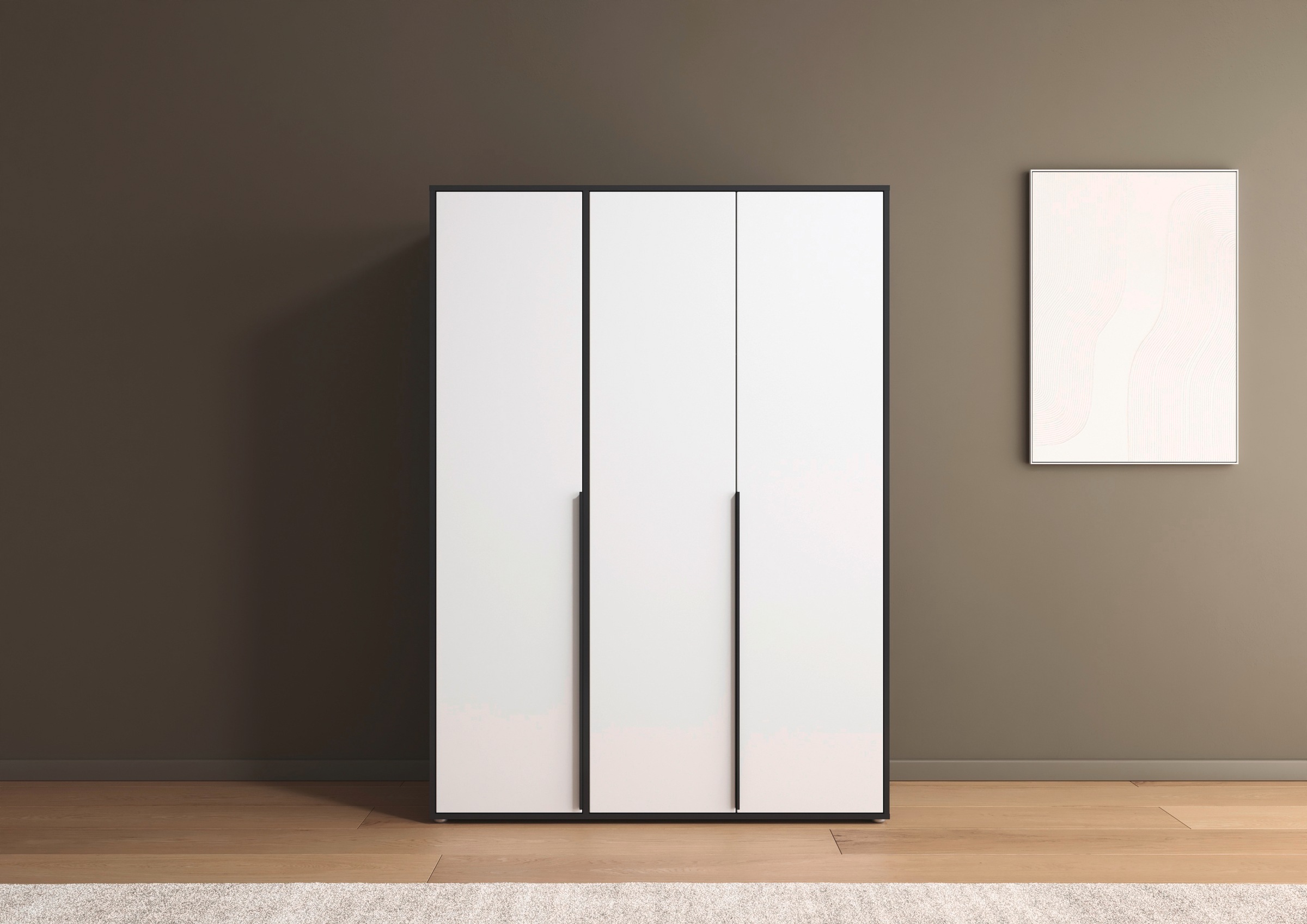 rauch Drehtürenschrank »Kleiderschrank Schrank Garderobe Wäscheschrank NAGATA viel Stauraum«, (in 3 verschiedenen Ausstattungen BASIC/CLASSIC/PREMIUM), mit modernen Stangengriffen in Graumetallic TOPSELLER MADE IN GERMANY