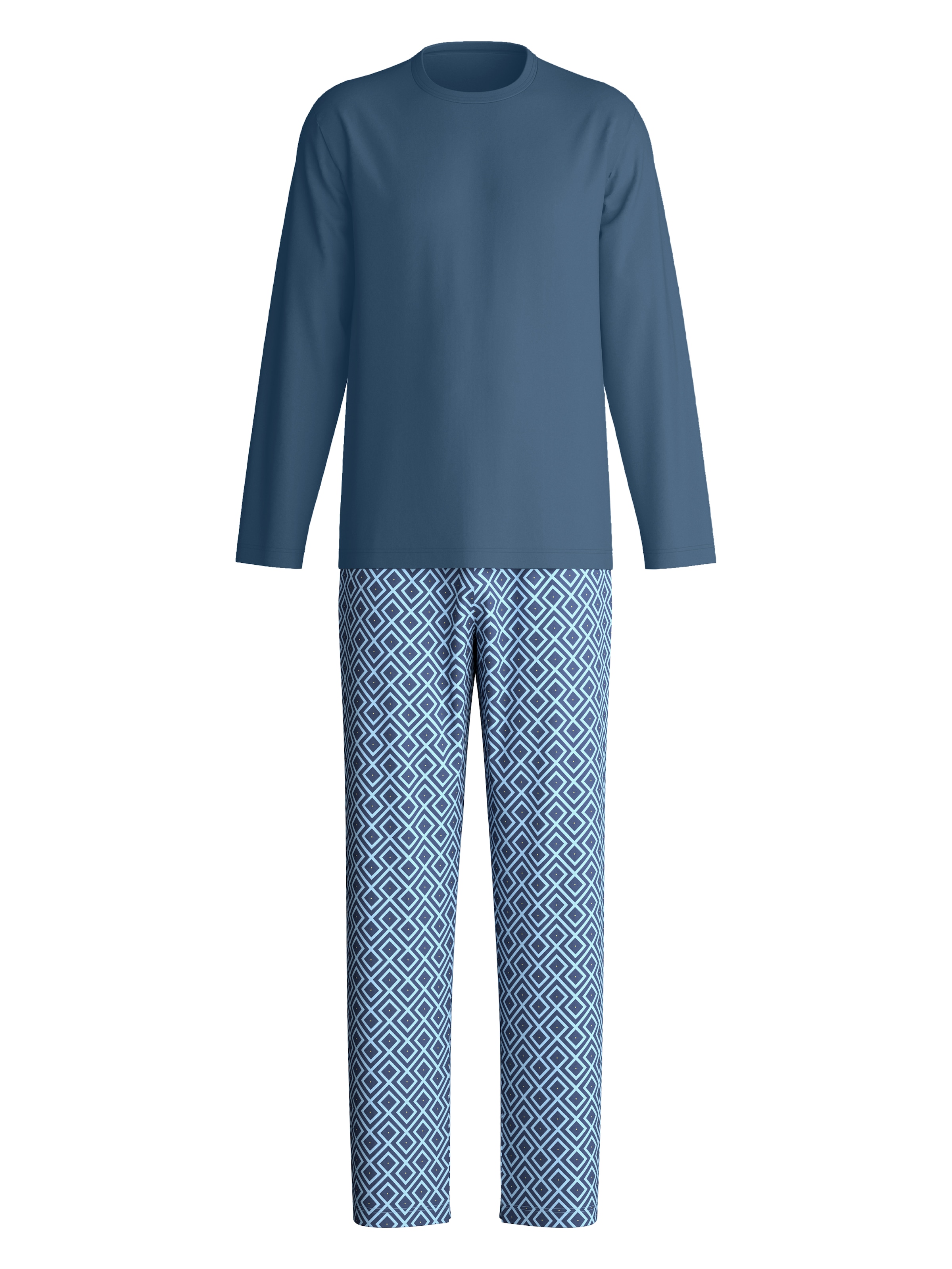 CALIDA Schlafanzug »Relax Streamline 3« 2 Langarm-Shirt mit eingefasstem Rundhalsausschnitt