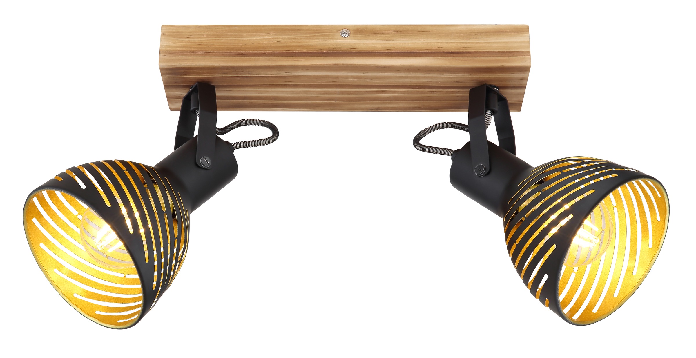GLOBO LIGHTING Deckenstrahler »LENNA«, Leuchtmittel E27 | ohne Leuchtmittel, Deckenspot/Holz/goldfarben/Dekorschlitze/Flur