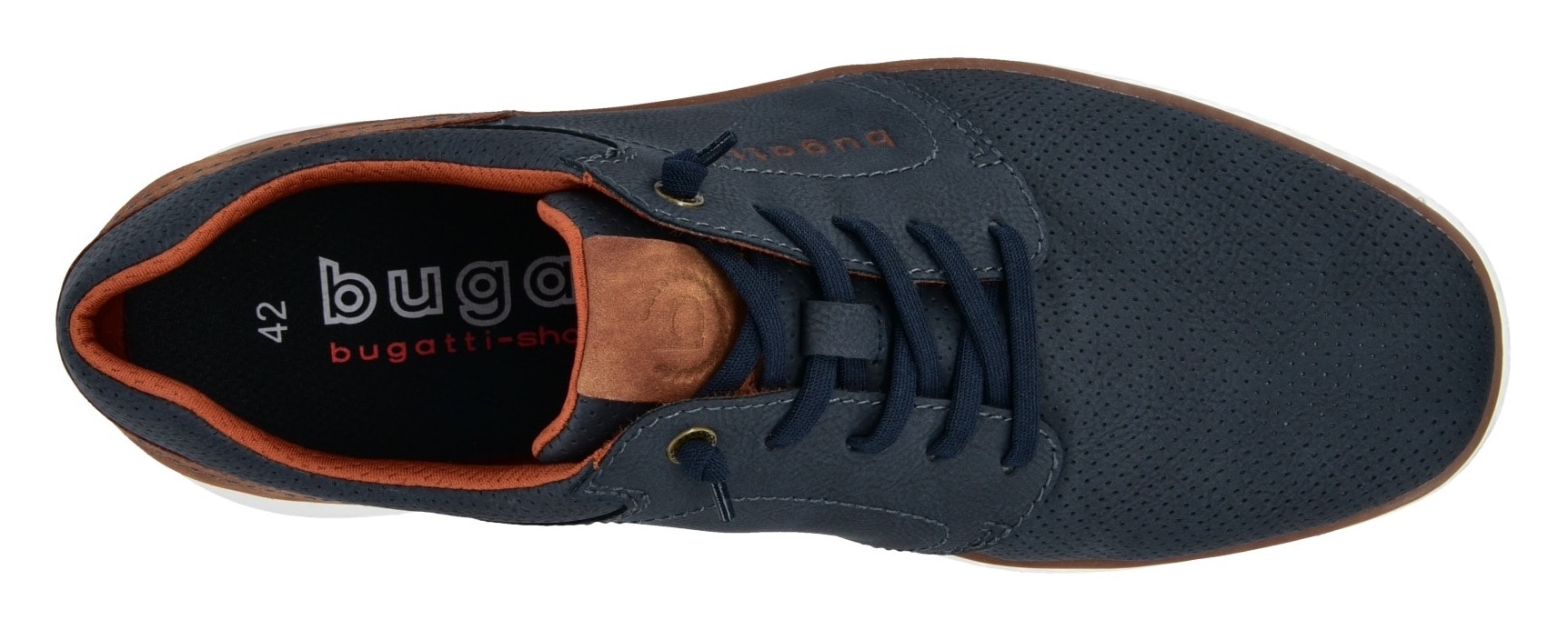 bugatti Slip-On Sneaker, Halbschuh, Freizeitsneaker mit Perforation, elastische Schnürsenkel