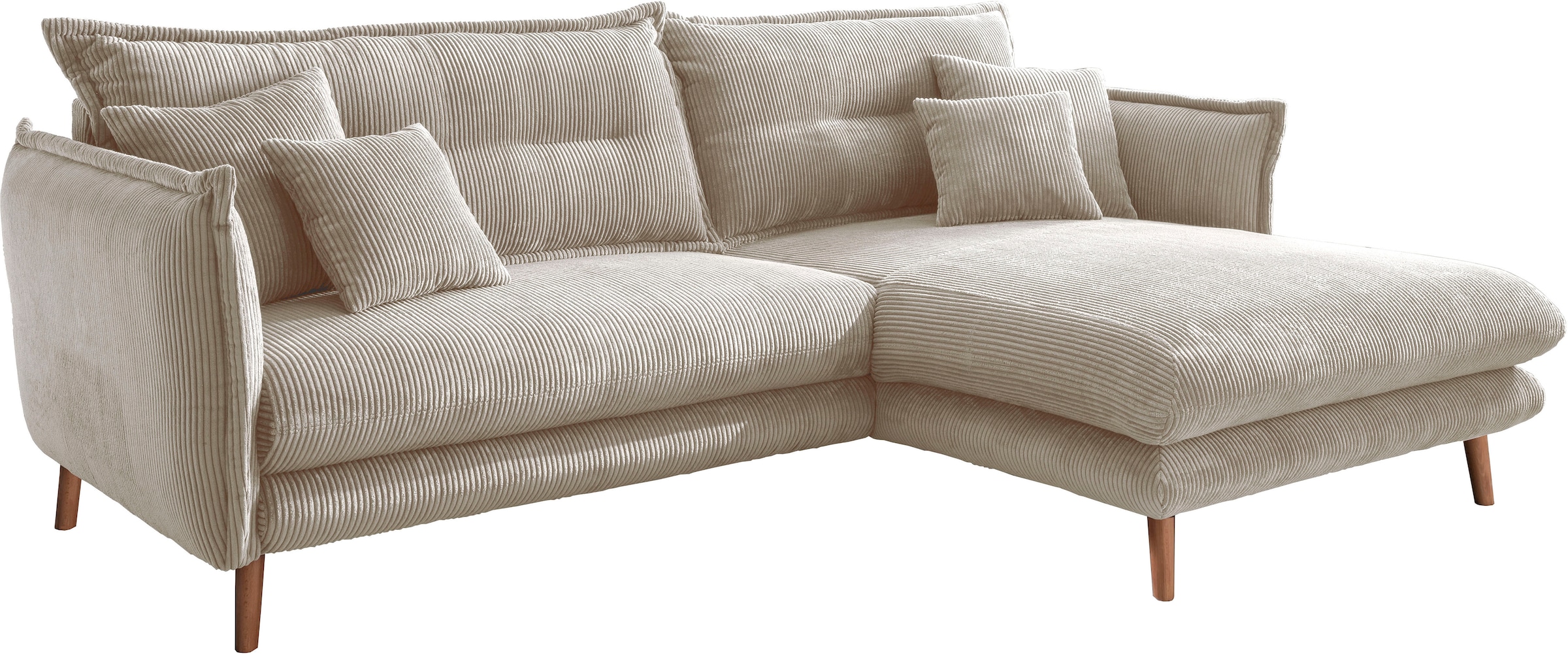 INOSIGN Ecksofa »Lazio modern und bequem, schmale Armlehnen, tolle Detailverarbeitung«, zwei verschiedene Fußfarben wählbar