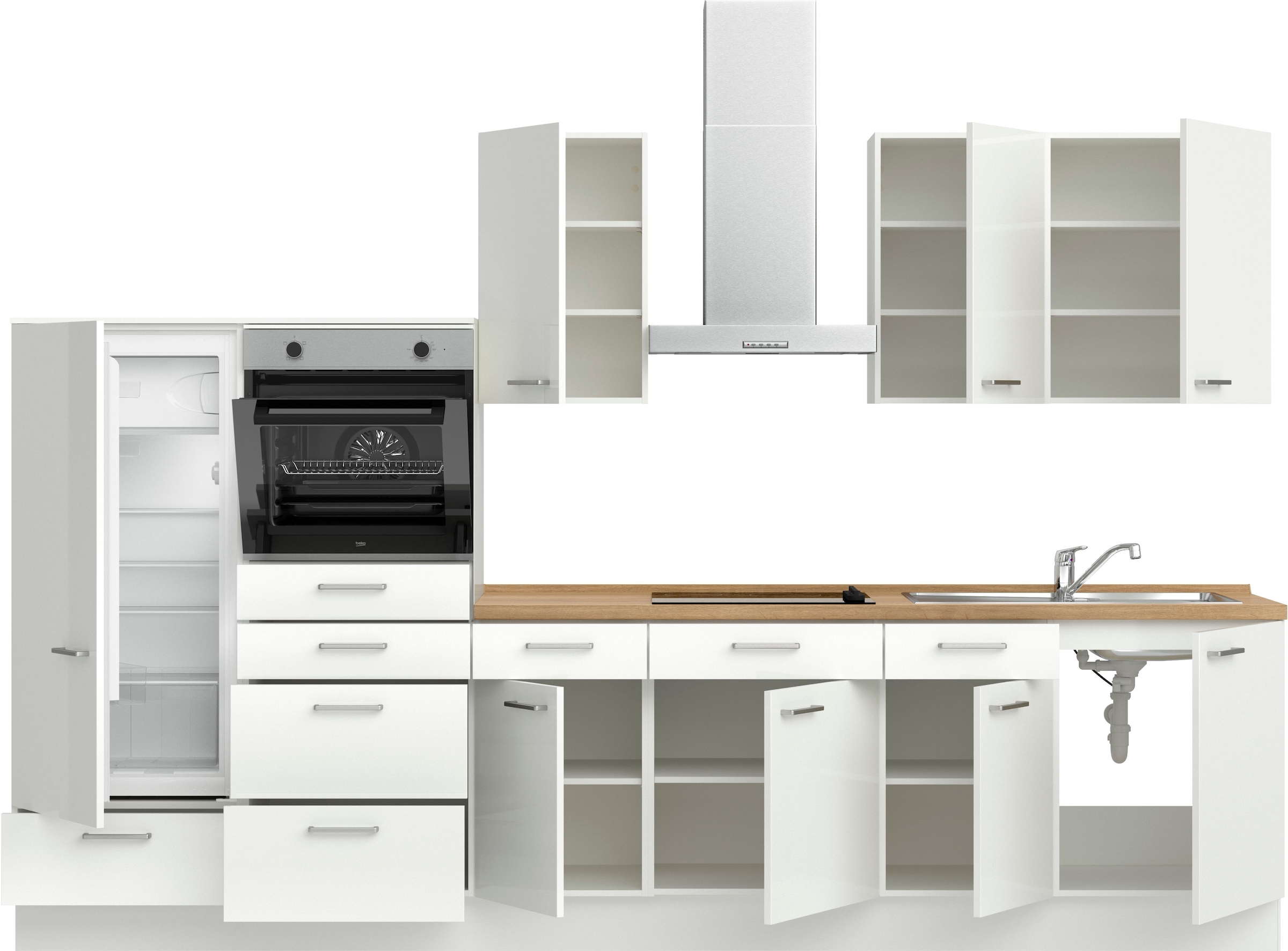 nobilia® Küchenzeile »"Flash I"« vormontiert,  Ausrichtung wählbar, Breite 330 cm, wahlw. mit E-Geräten