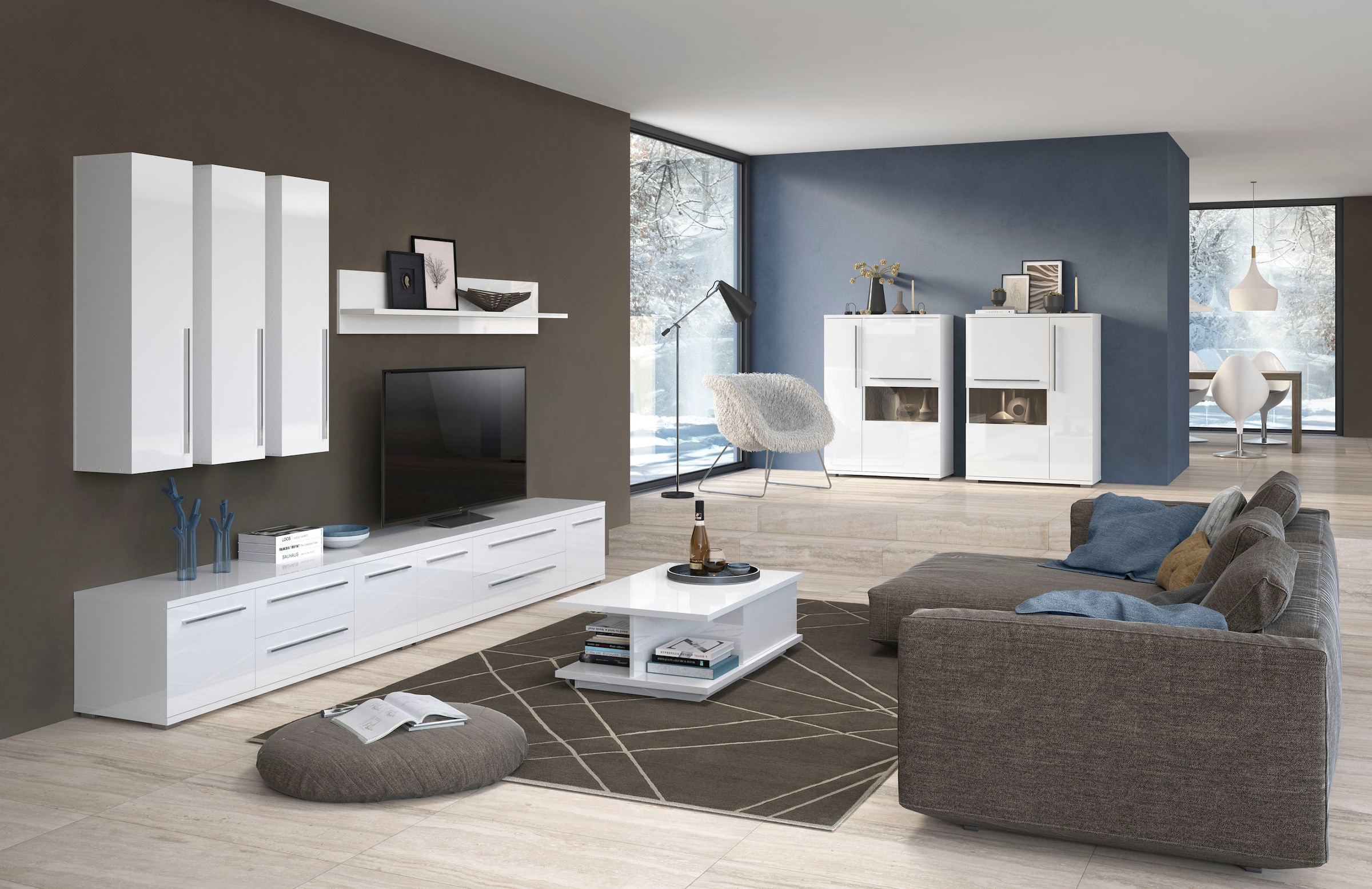 Places of Style Vitrine »Piano«, UV lackiert, Soft-Close Funktion