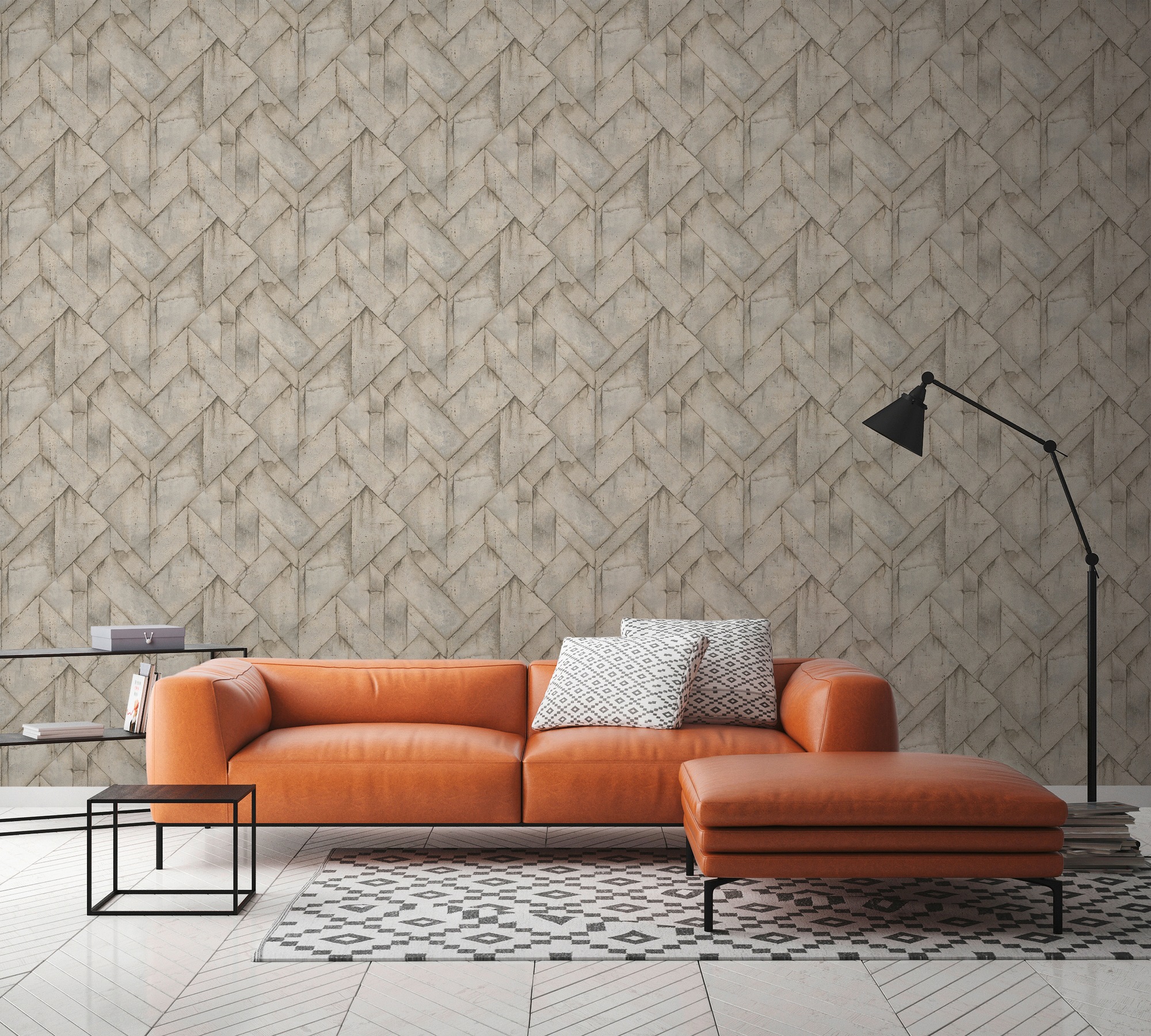 living walls Vliestapete »Industrial«, 3D-Optik-geometrisch-grafisch, Grafik Tapete Stein Tapeten Wohnzimmer Schlafzimmer Küche Design Optik